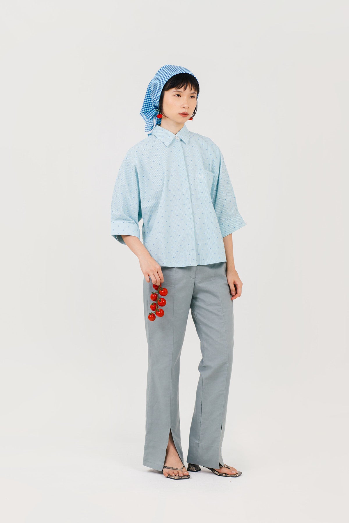Jardin Shirt Green Blue Dobby
