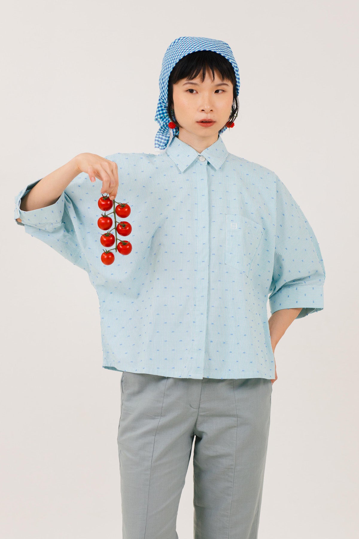 Jardin Shirt Green Blue Dobby