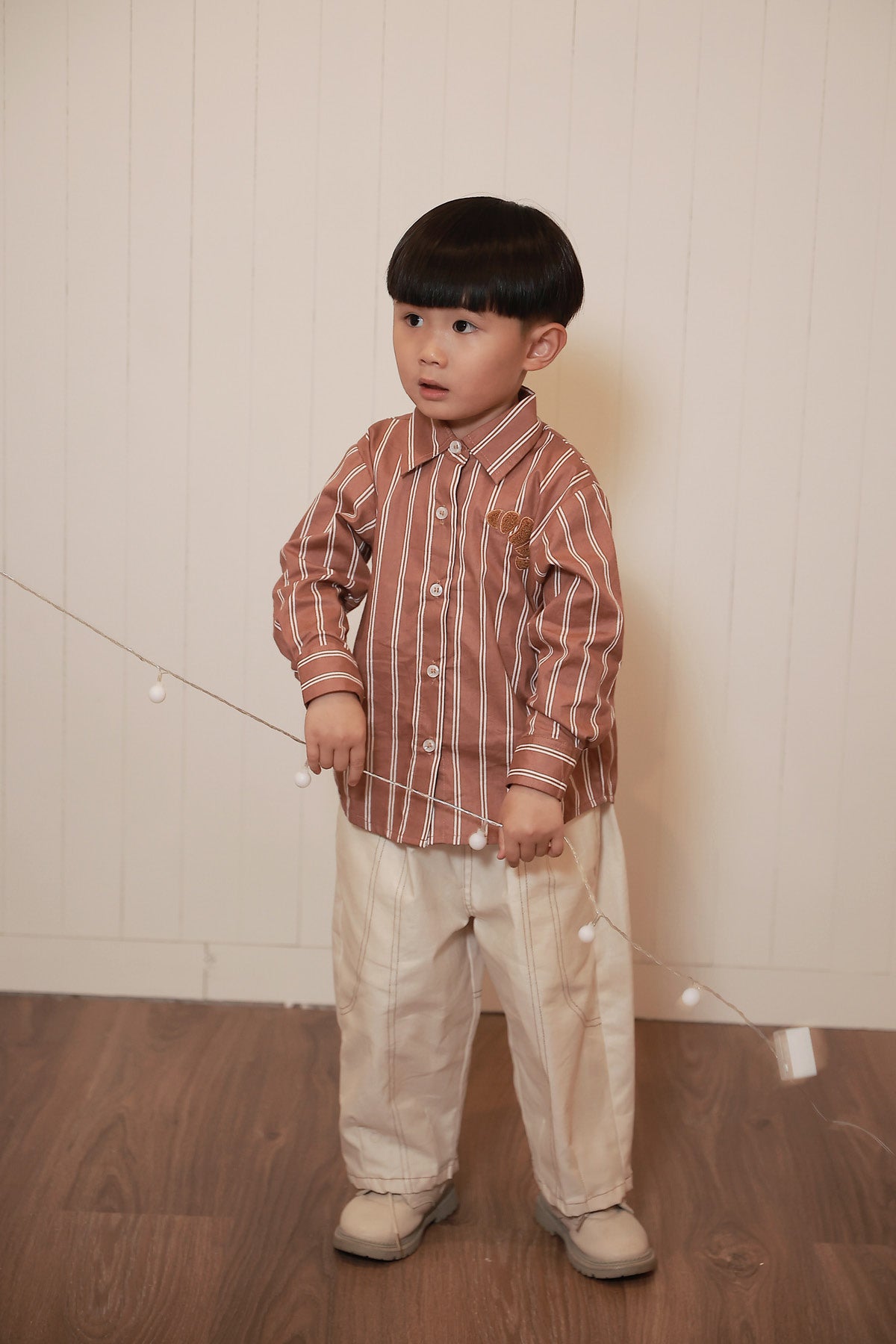 League Petite Shirt Brown White