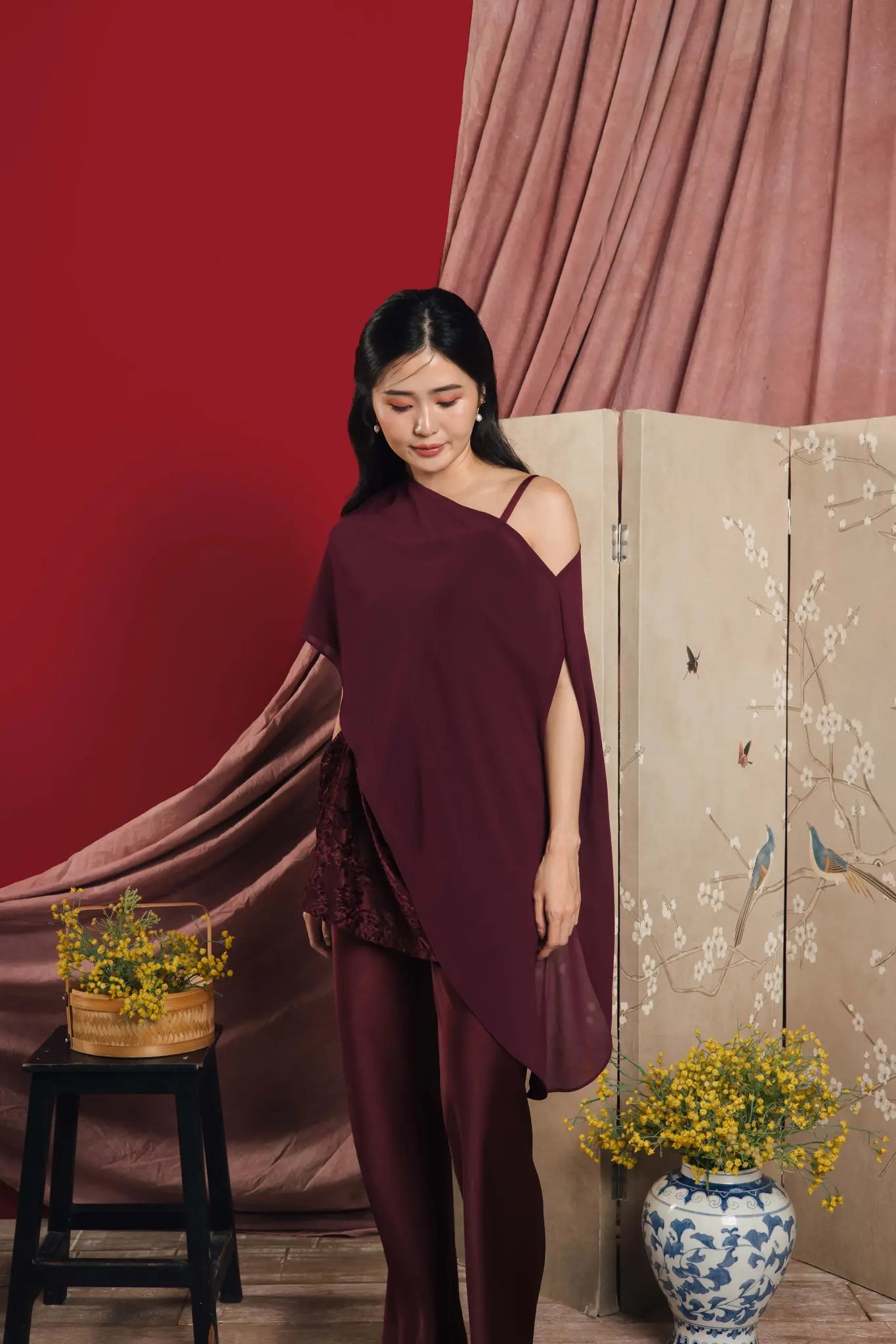 Lumine Sheer Overlay Red Wine -  shopeesome.com