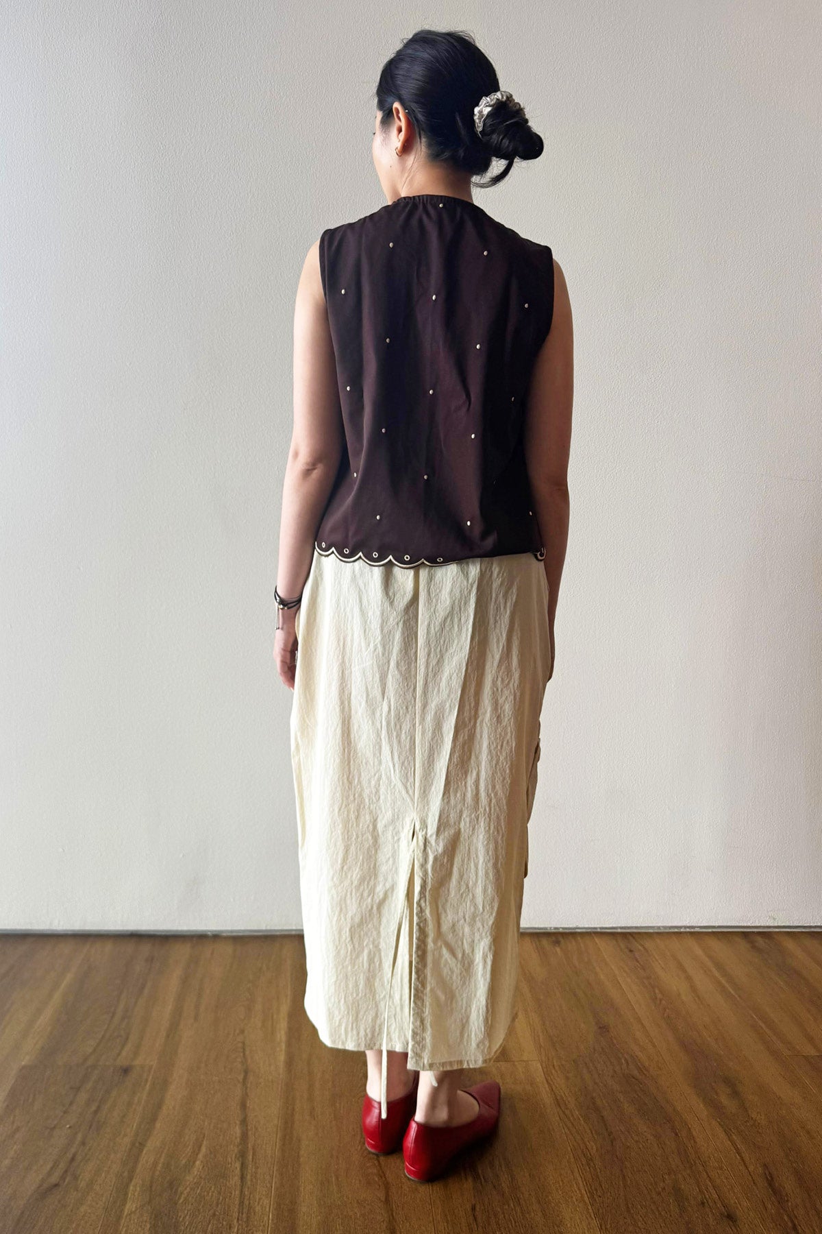Pica Embroidered Top Brown Ecru