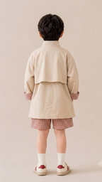 Picnic Petite Summer Coat Khaki Plaid