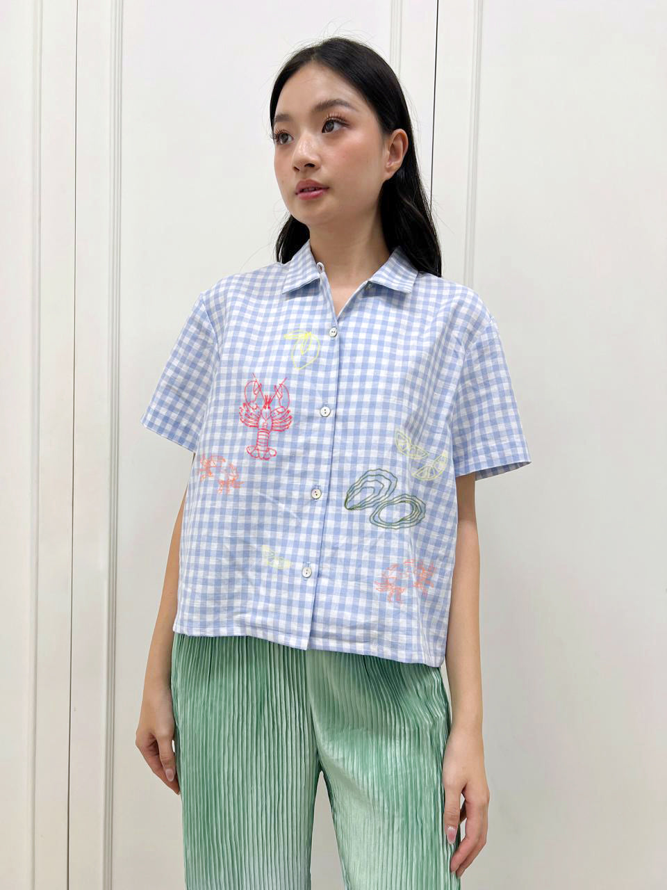 Capri Shirt Gingham Blue