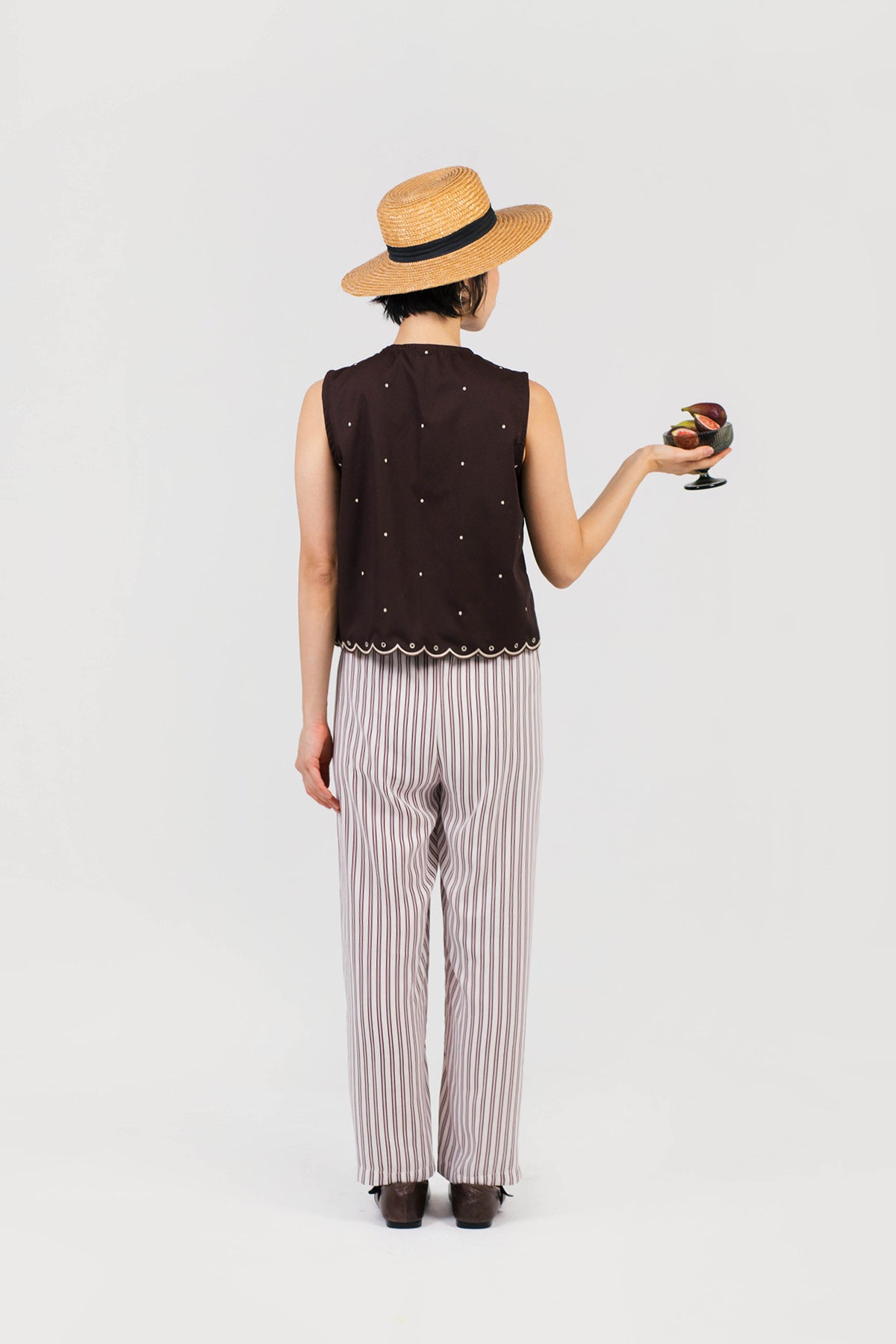 Rhea Pants Cream-Maroon