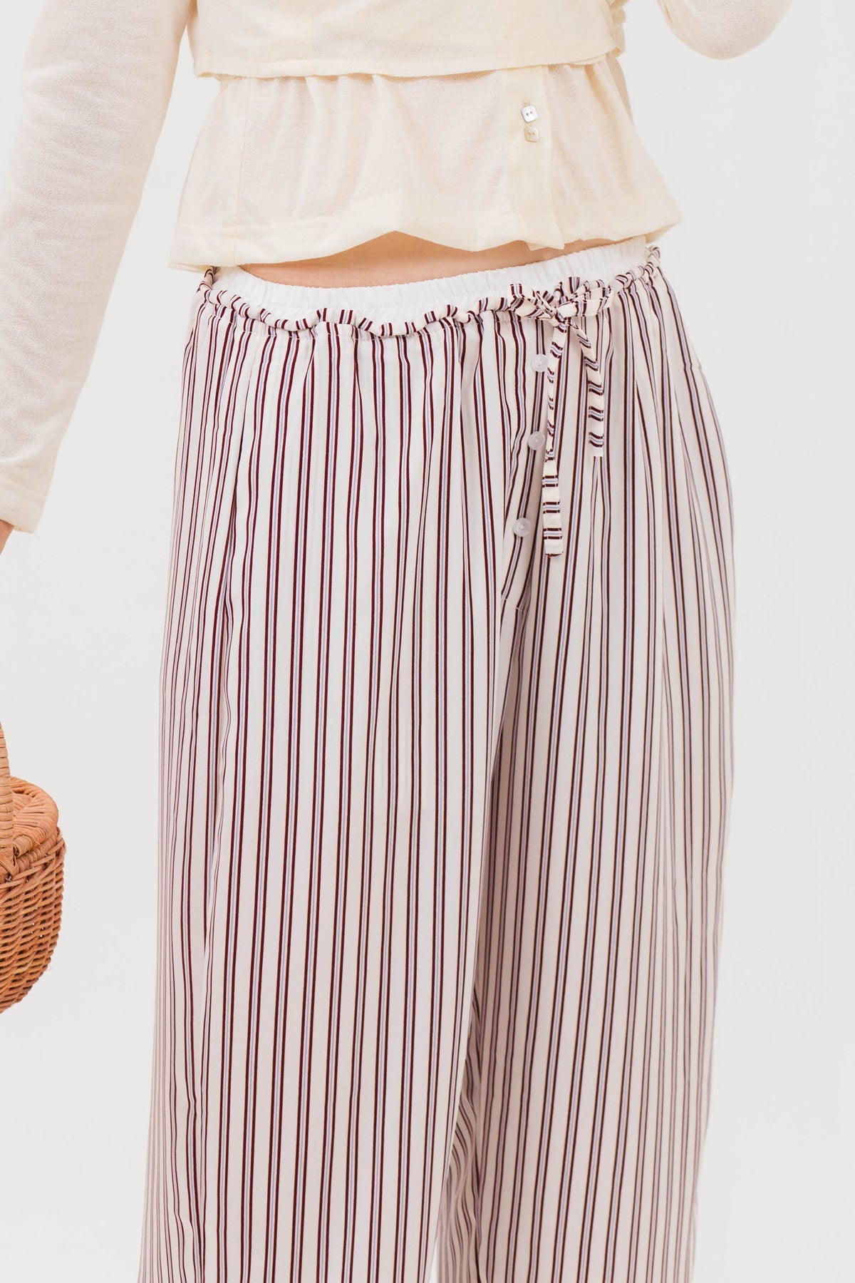Rhea Pants Cream-Maroon