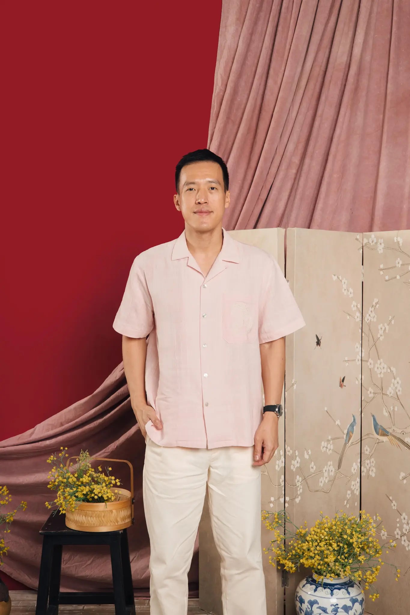 Stally Embro Shirt Dusty Pink