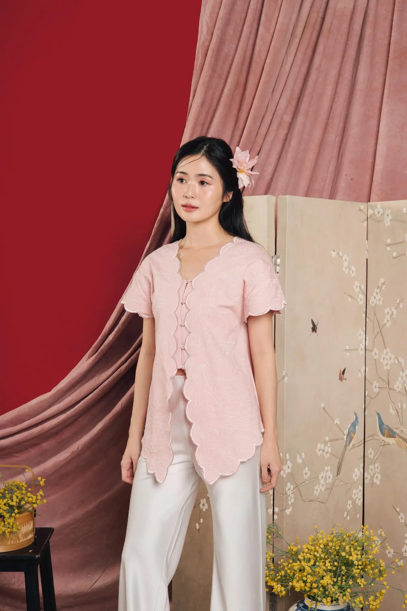 Pony Embro Vest Dusty Pink