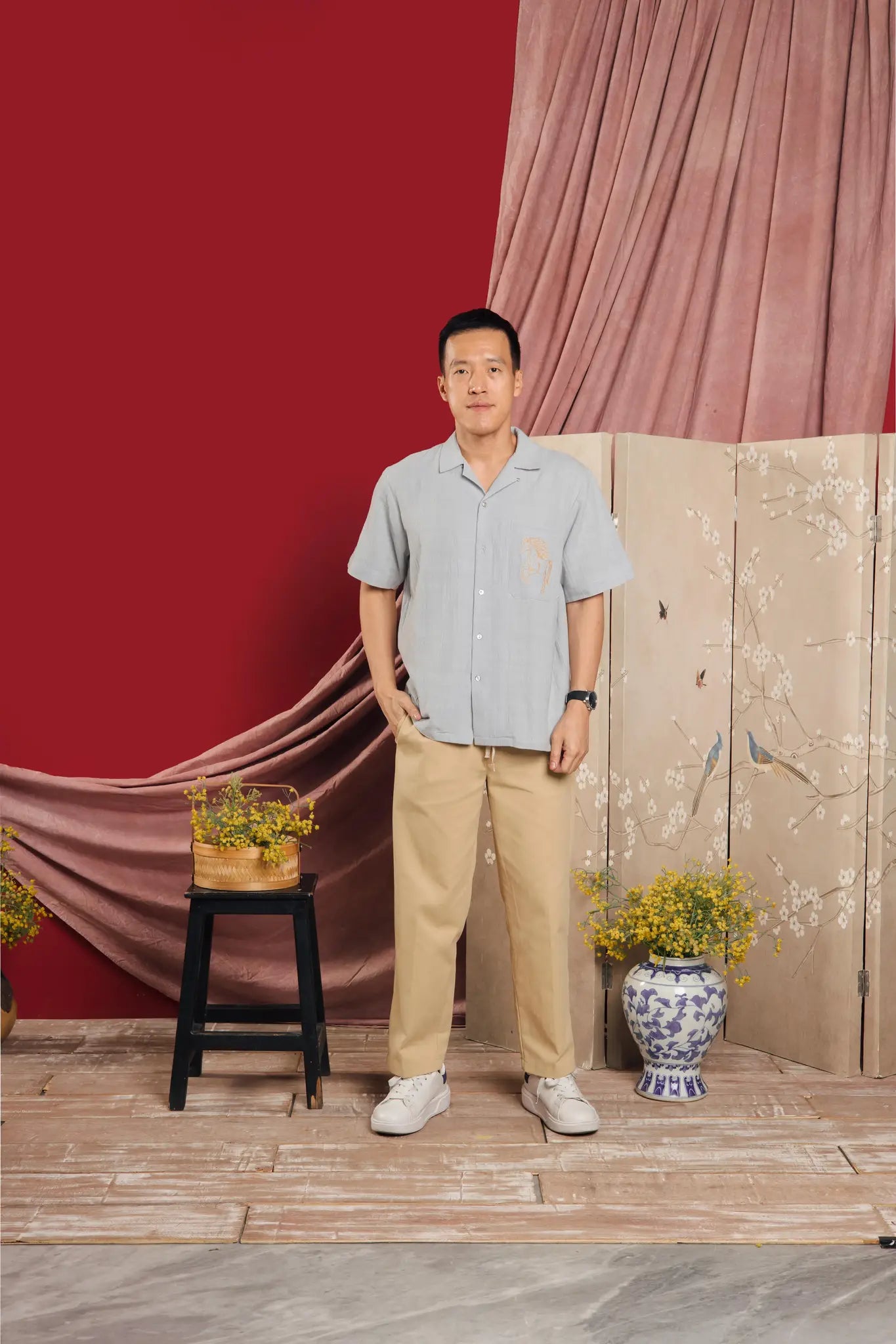 Stally Embro Shirt Sky