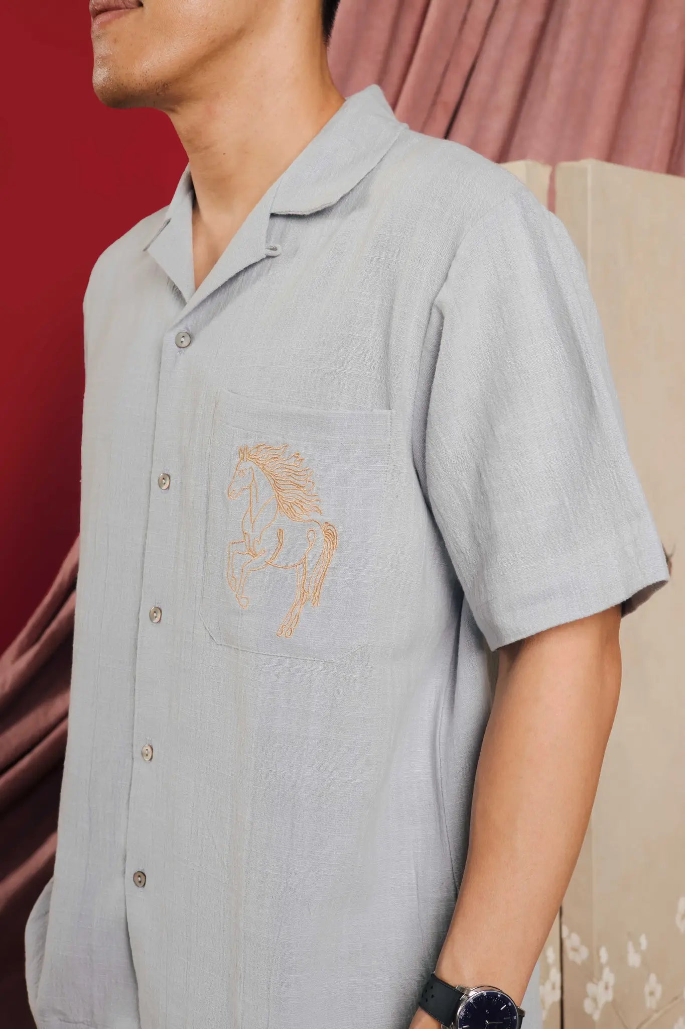 Stally Embro Shirt Sky