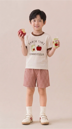 Soleil Petite Shorts Plaid Red
