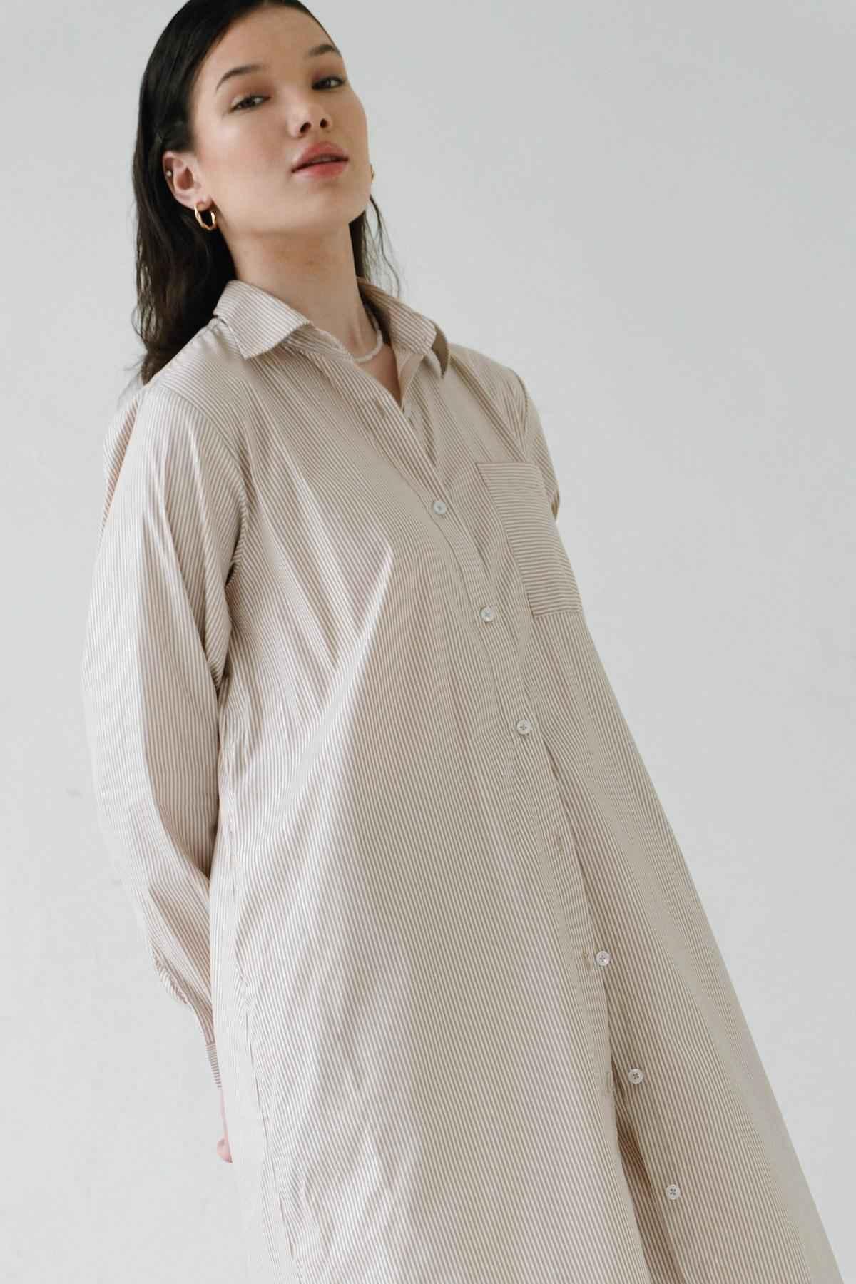 Alpen Shirt Dress Brown/Silver - EESOME