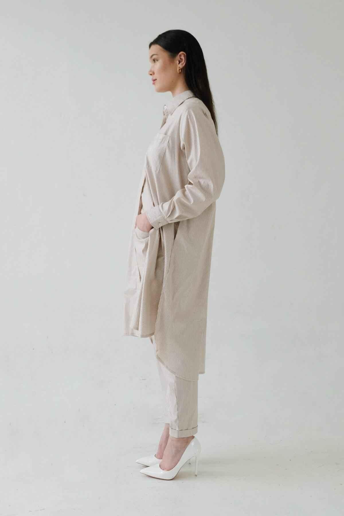 Alpen Shirt Dress Brown/Silver - EESOME