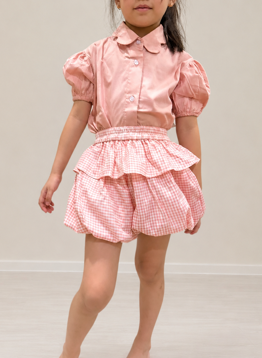 Apron Bubble Petite Shorts Peach