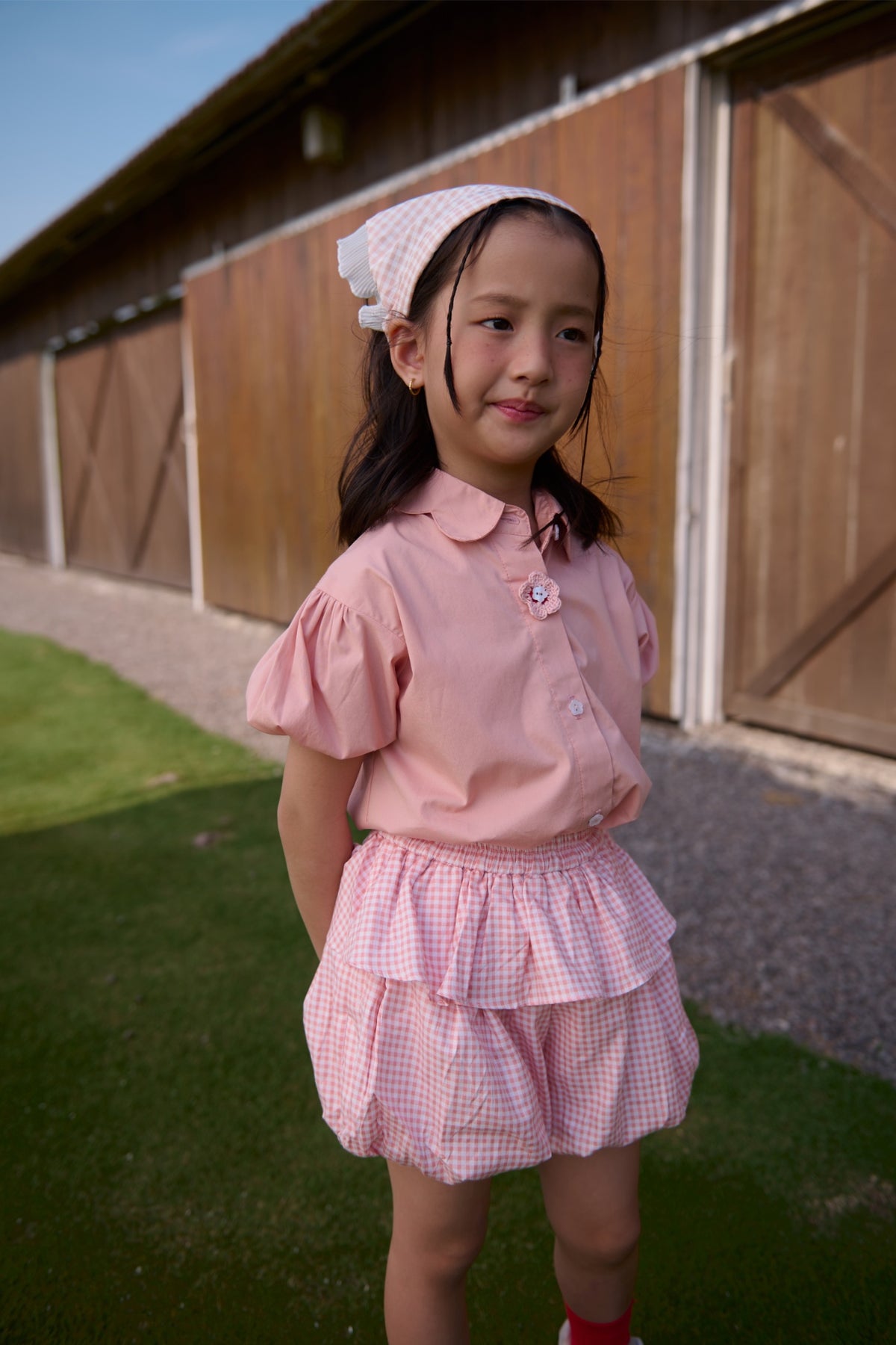 Apron Bubble Petite Shorts Peach