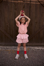 Apron Bubble Petite Shorts Peach
