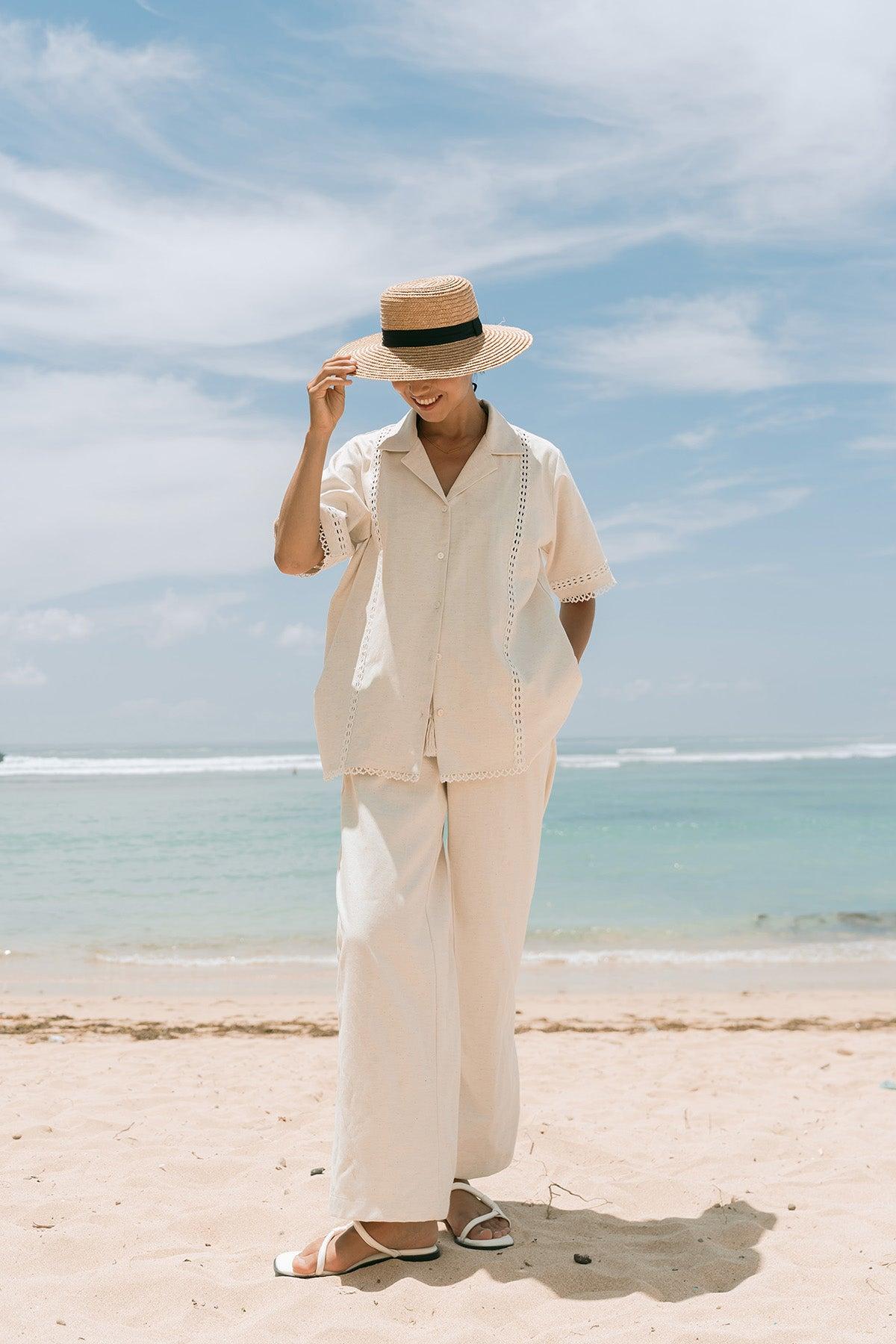 Ari Long Pants Ecru - EESOME