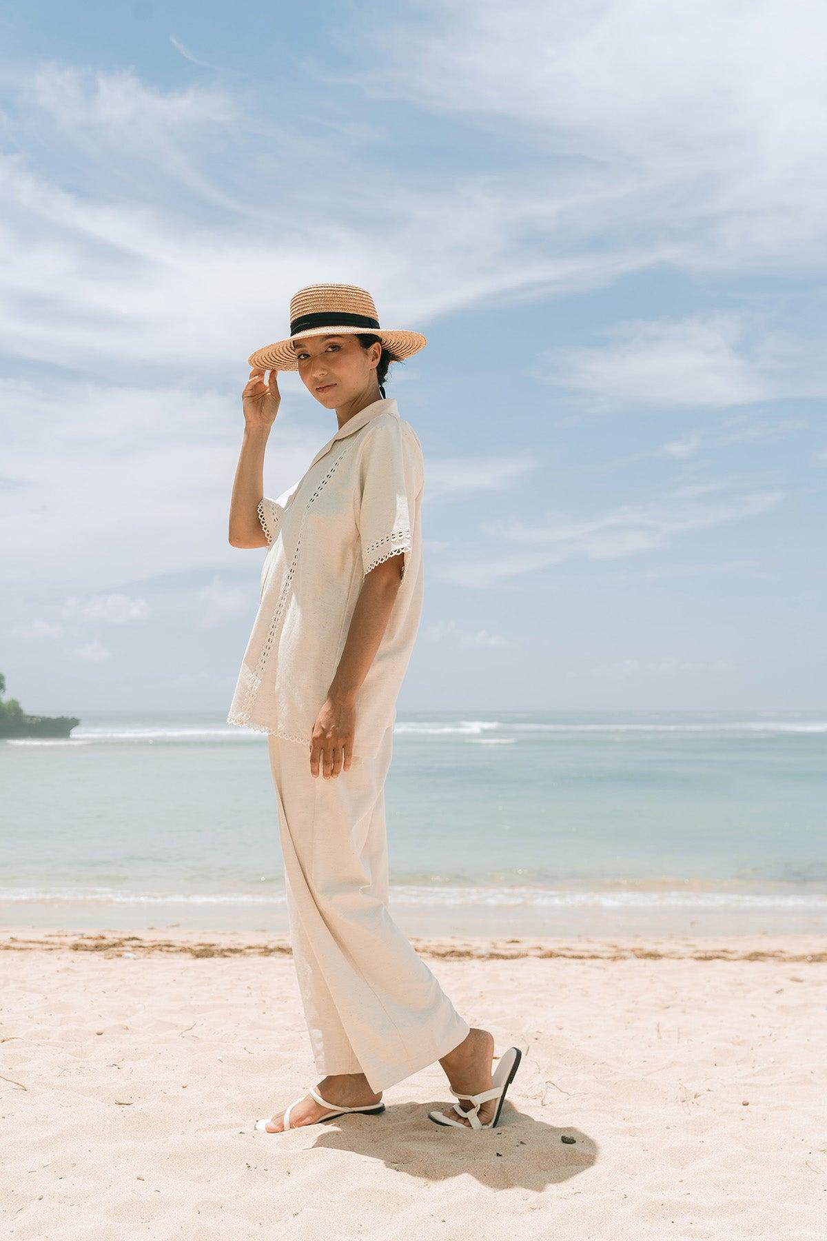 Ari Long Pants Ecru - EESOME