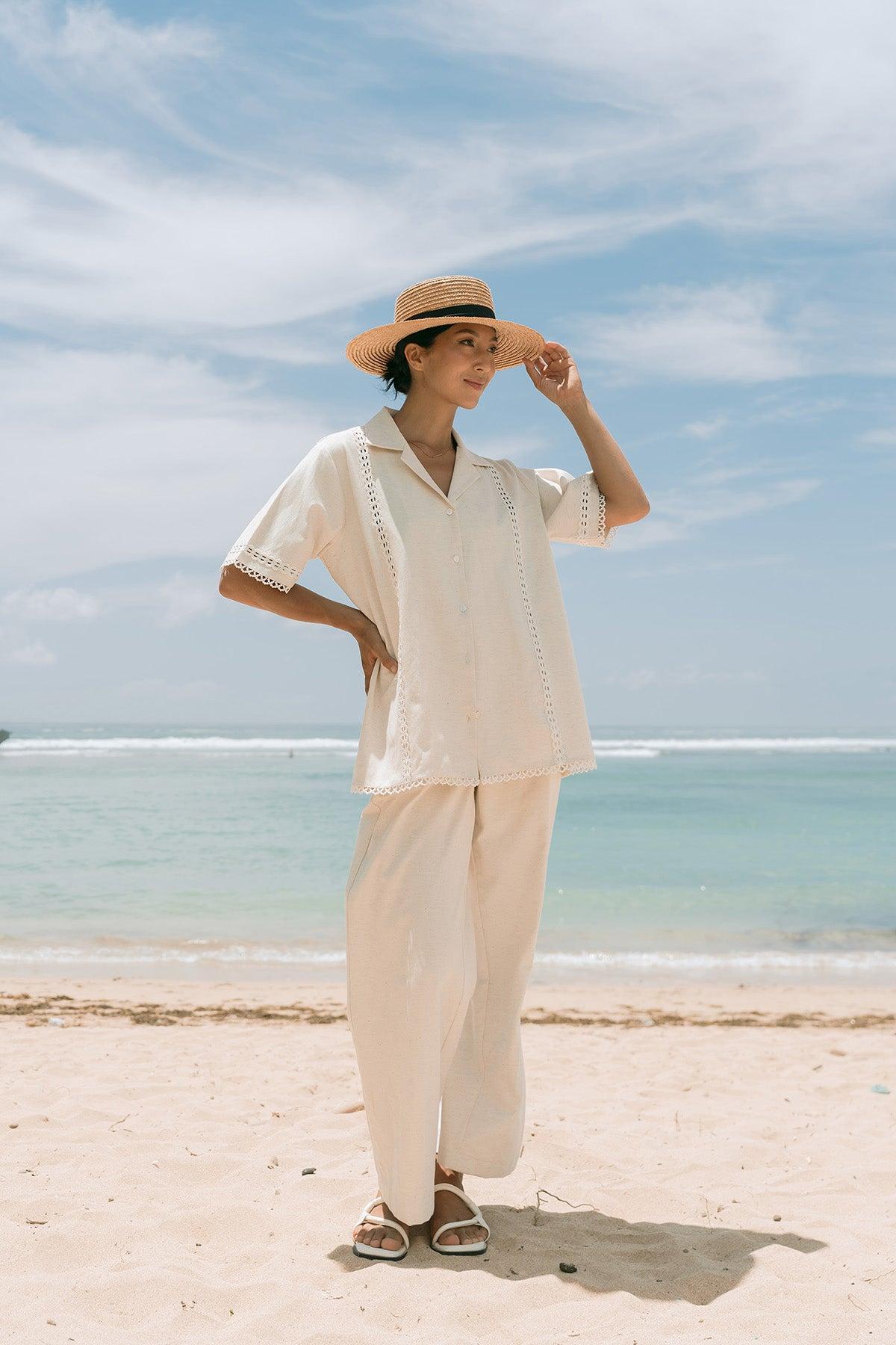 Ari Long Pants Ecru - EESOME