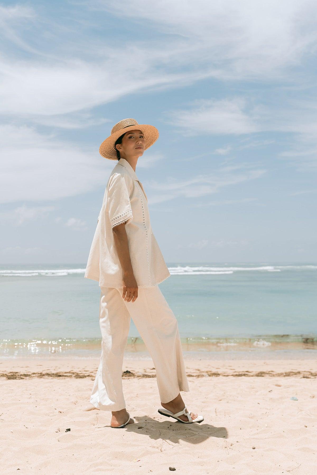Ari Long Pants Ecru - EESOME