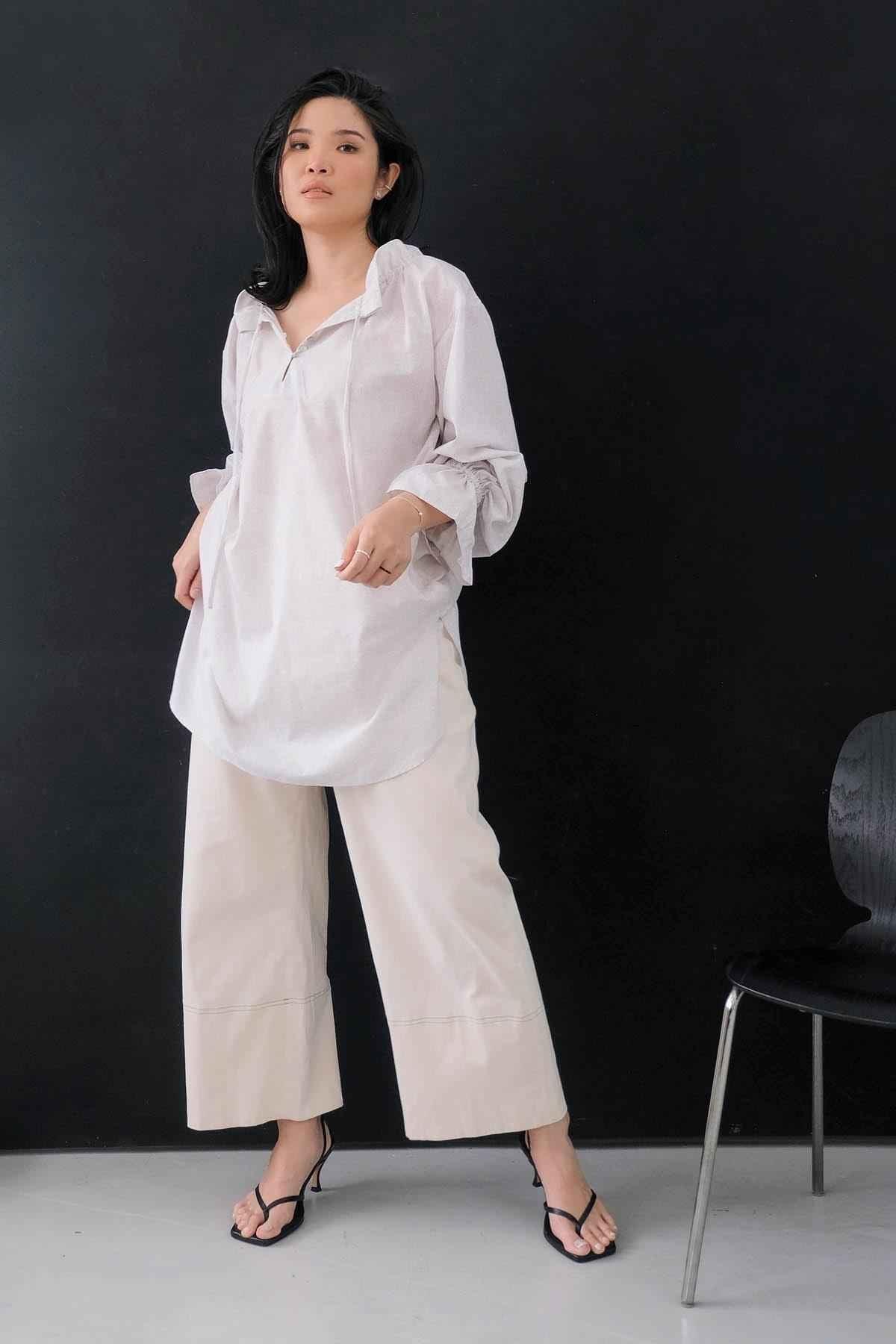 Buih Tunic Dress Light Grey - EESOME