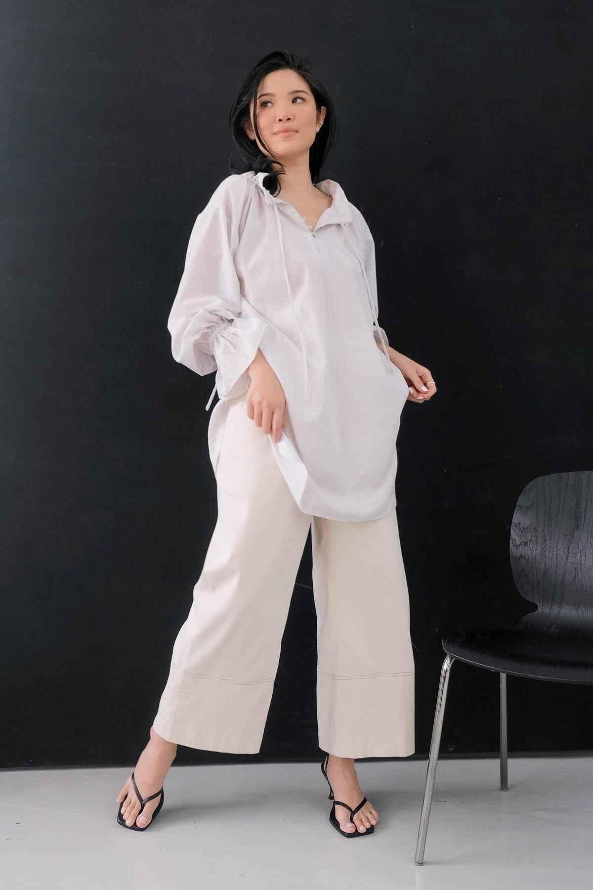Buih Tunic Dress Light Grey - EESOME