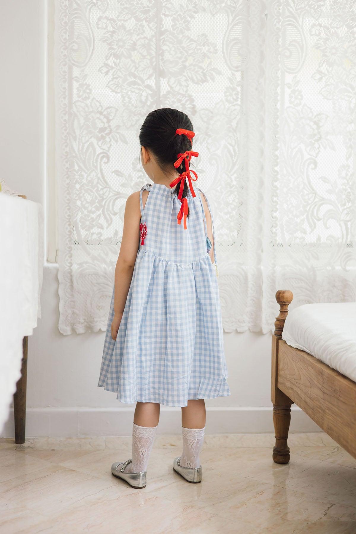 Capri Petite Dress Gingham Blue - EESOME