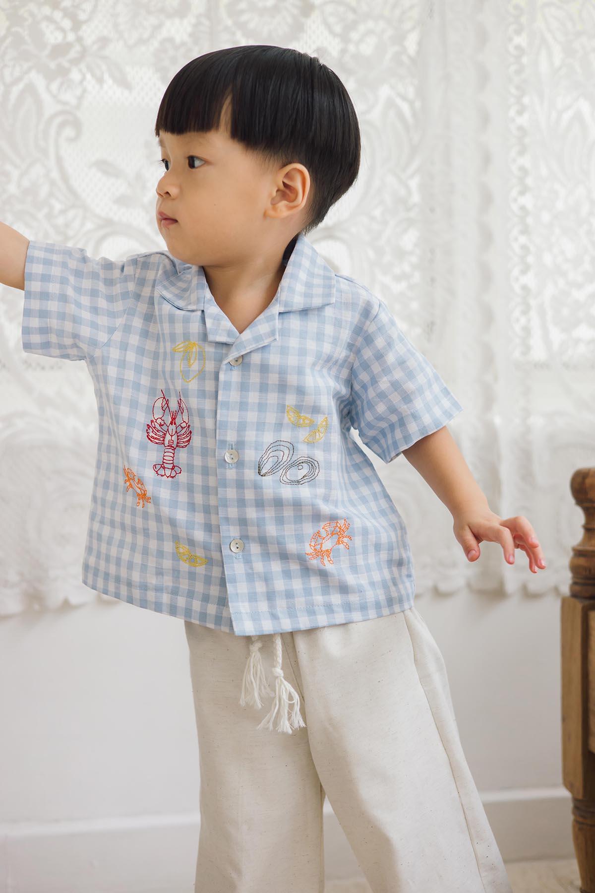 Capri Petite Shirt Gingham Blue - EESOME