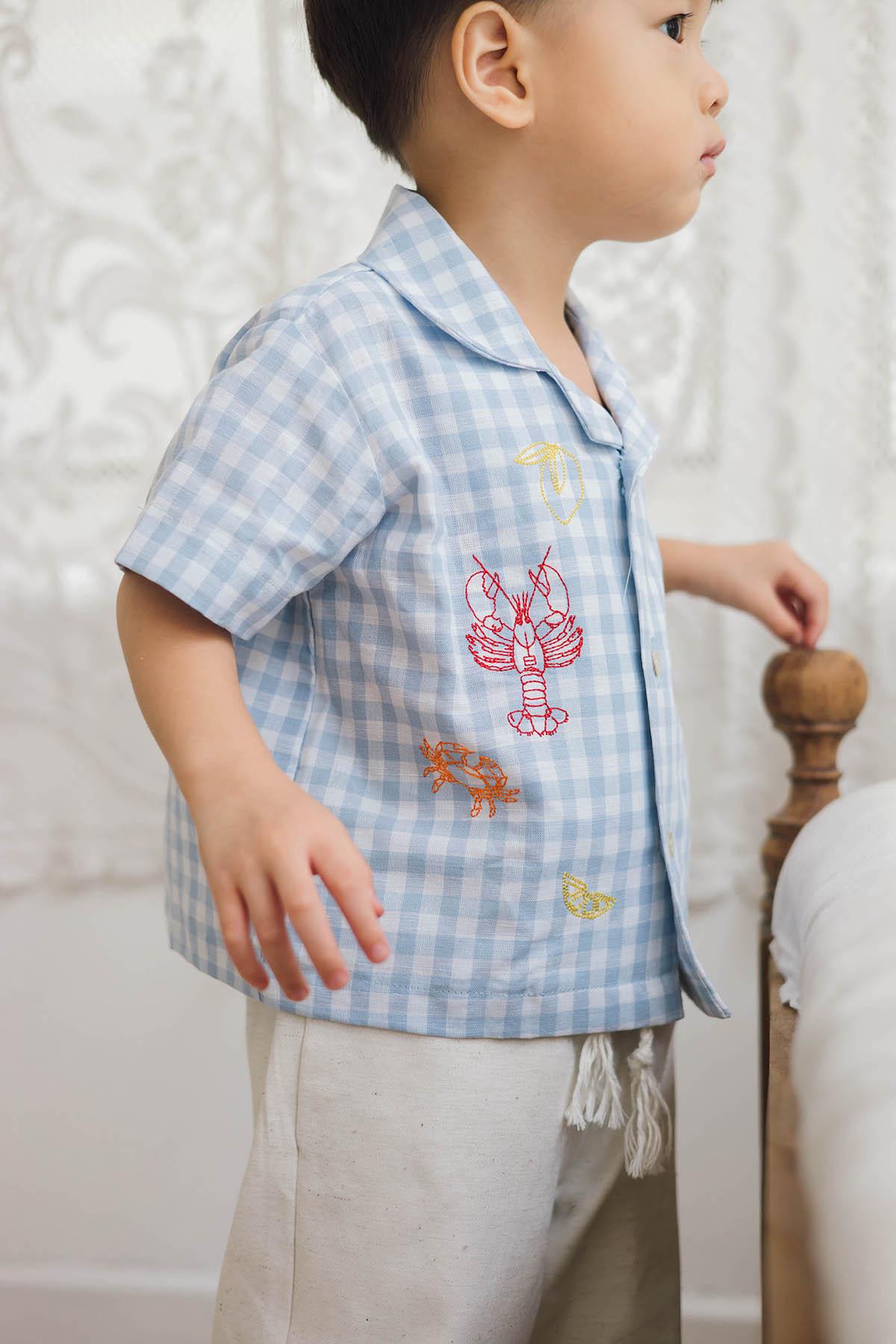 Capri Petite Shirt Gingham Blue - EESOME