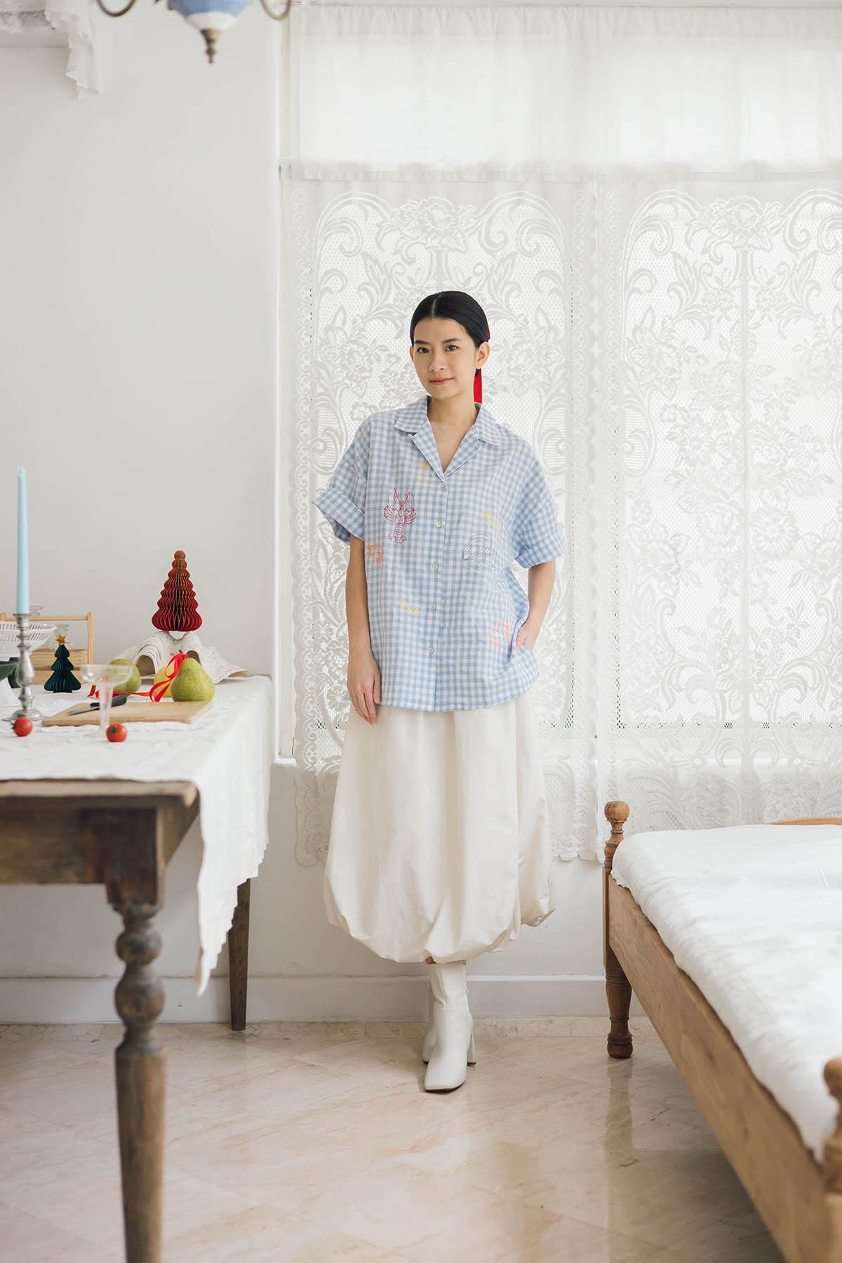 Capri Shirt Gingham Blue - EESOME