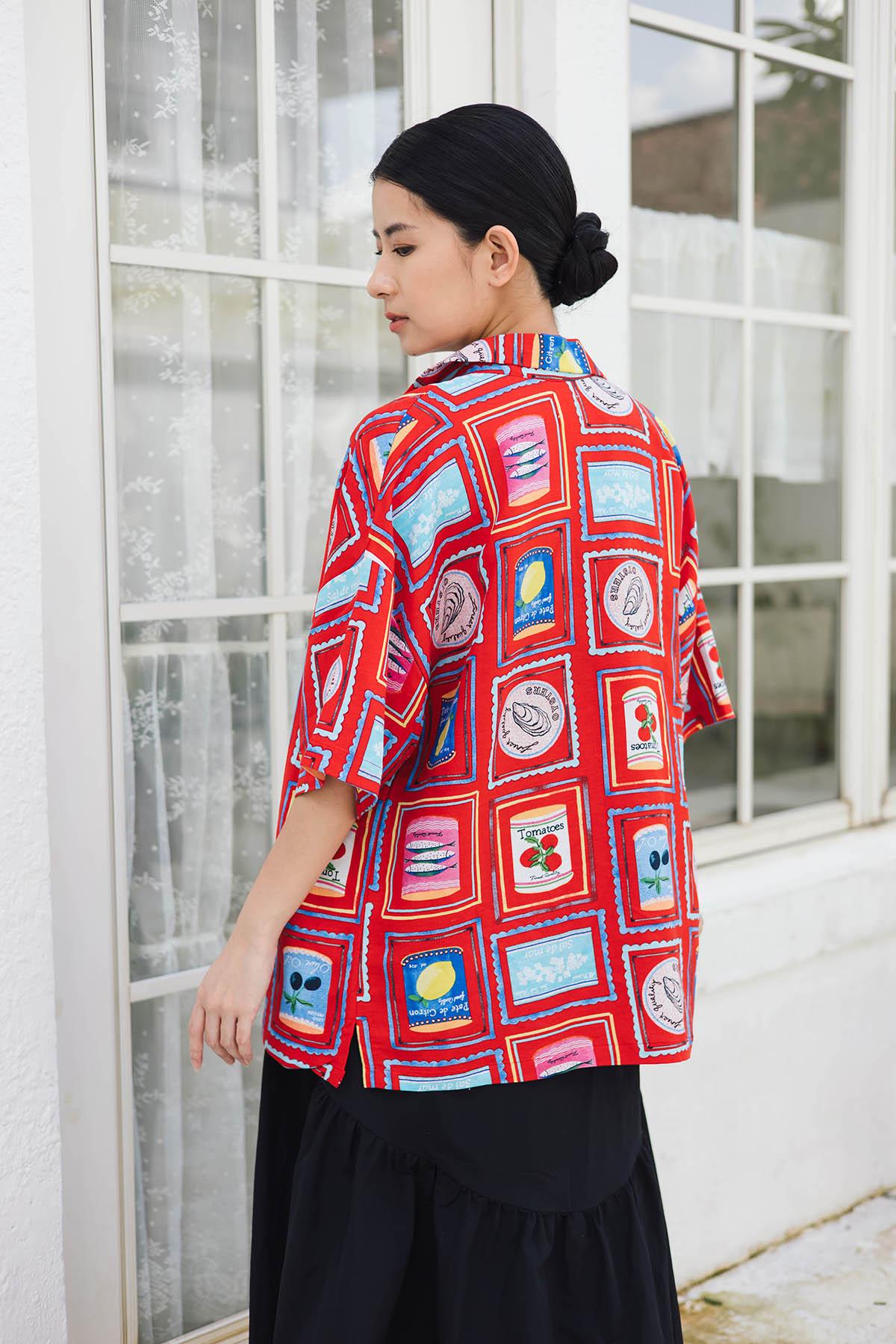 Capri Shirt Red &amp; White - EESOME
