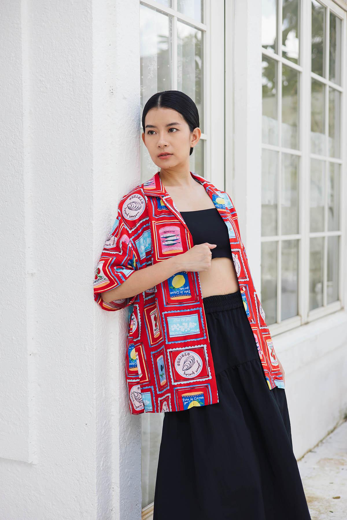 Capri Shirt Red &amp; White - EESOME