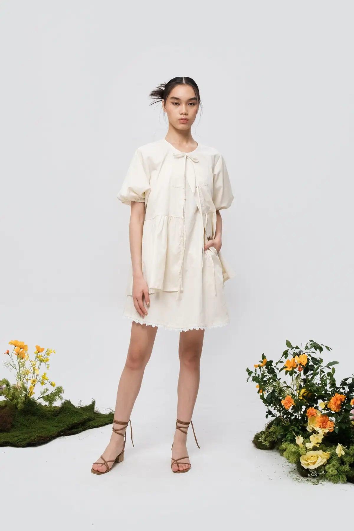 Carlyn Blouse &amp; Dress Set Ecru - EESOME
