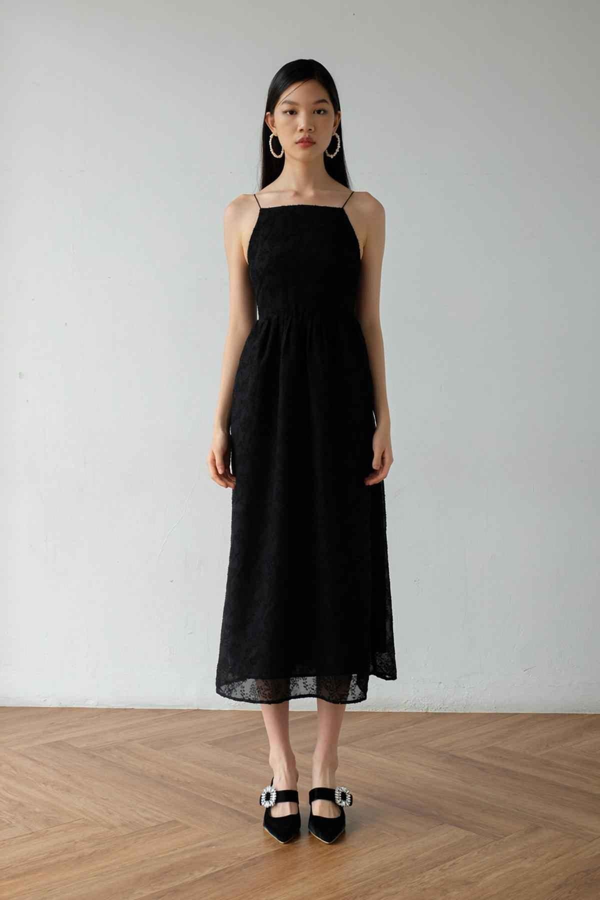 Carrie Dress Black Abstract - EESOME