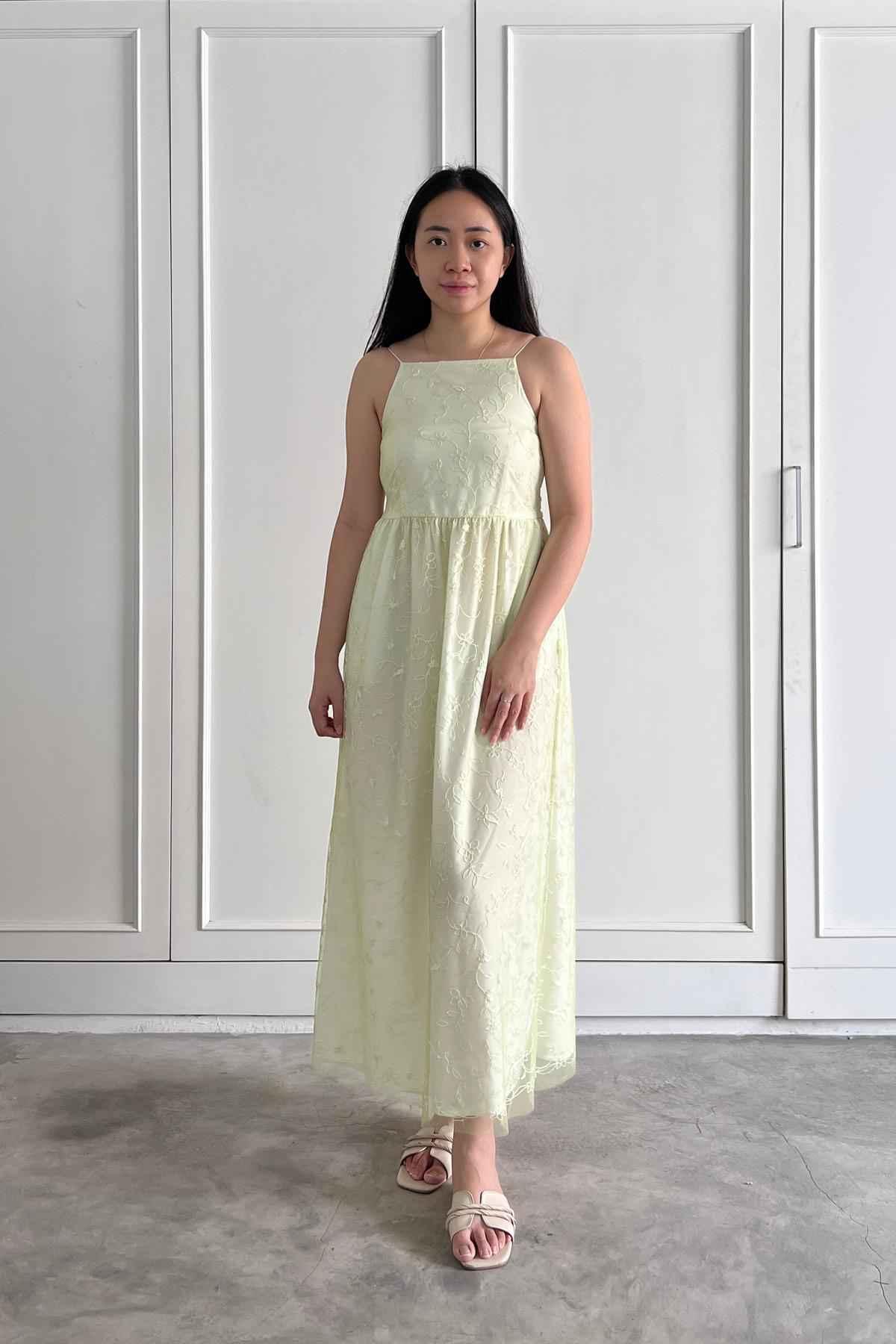 Carrie Dress Lime Floral - EESOME
