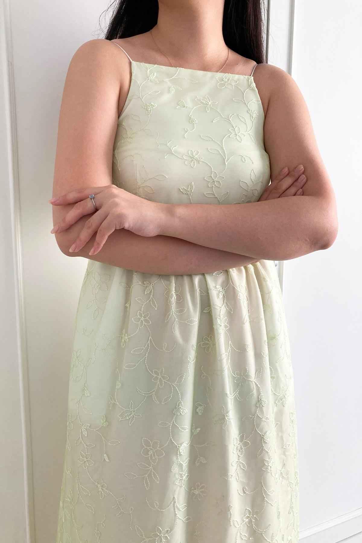 Carrie Dress Lime Floral - EESOME