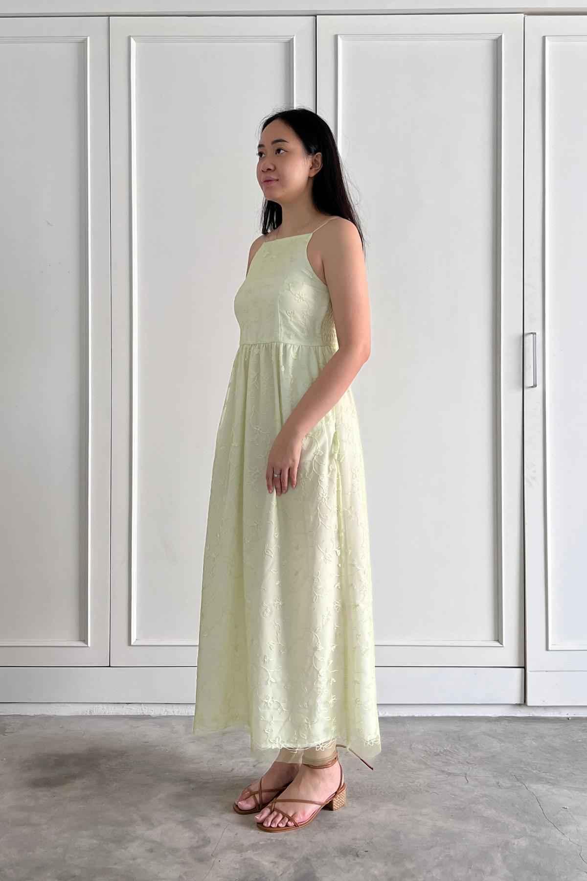 Carrie Dress Lime Floral - EESOME
