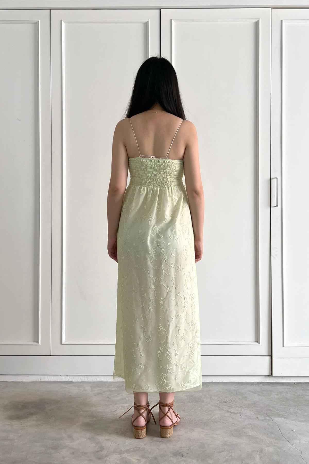 Carrie Dress Lime Floral - EESOME