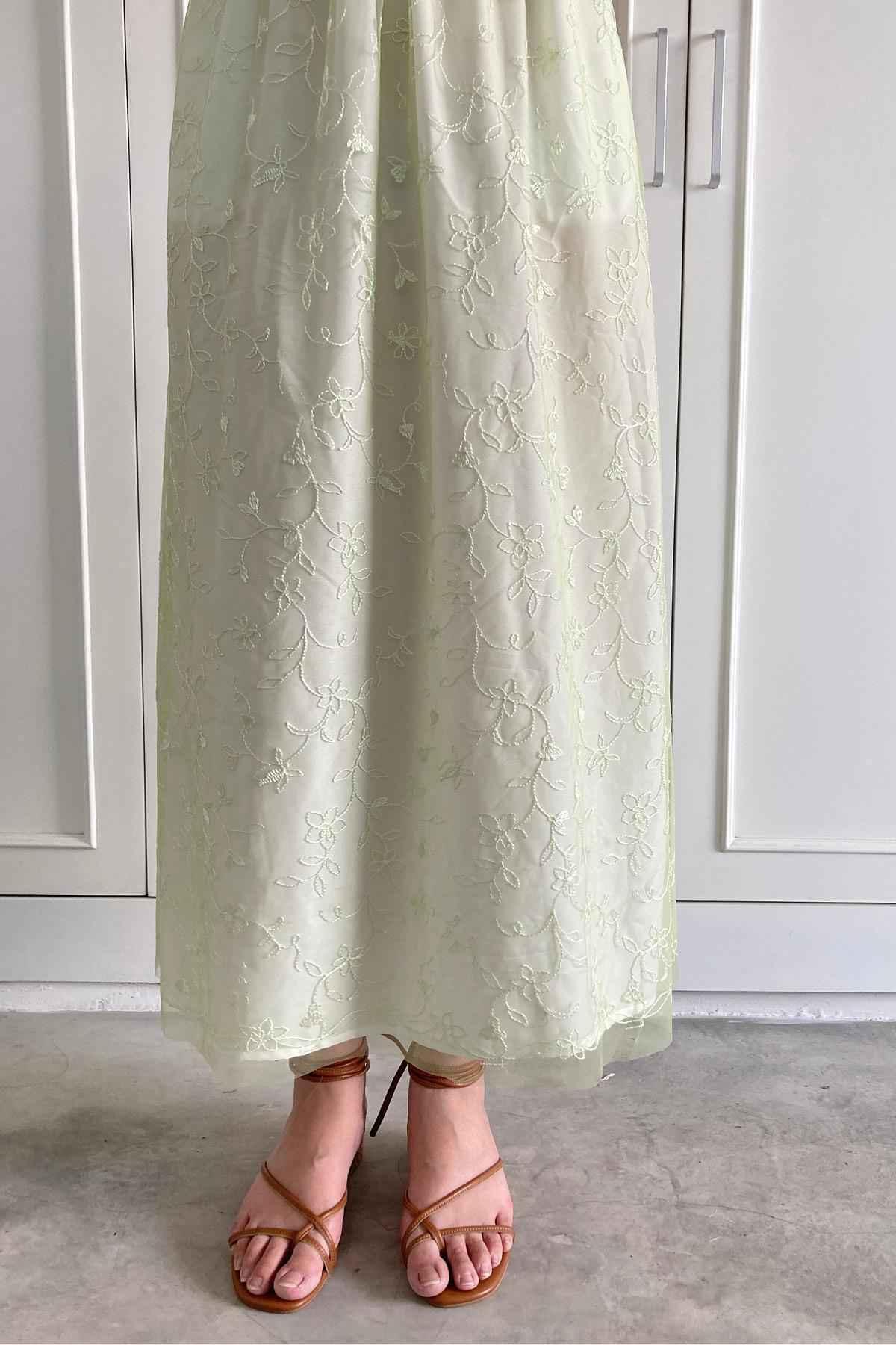 Carrie Dress Lime Floral - EESOME