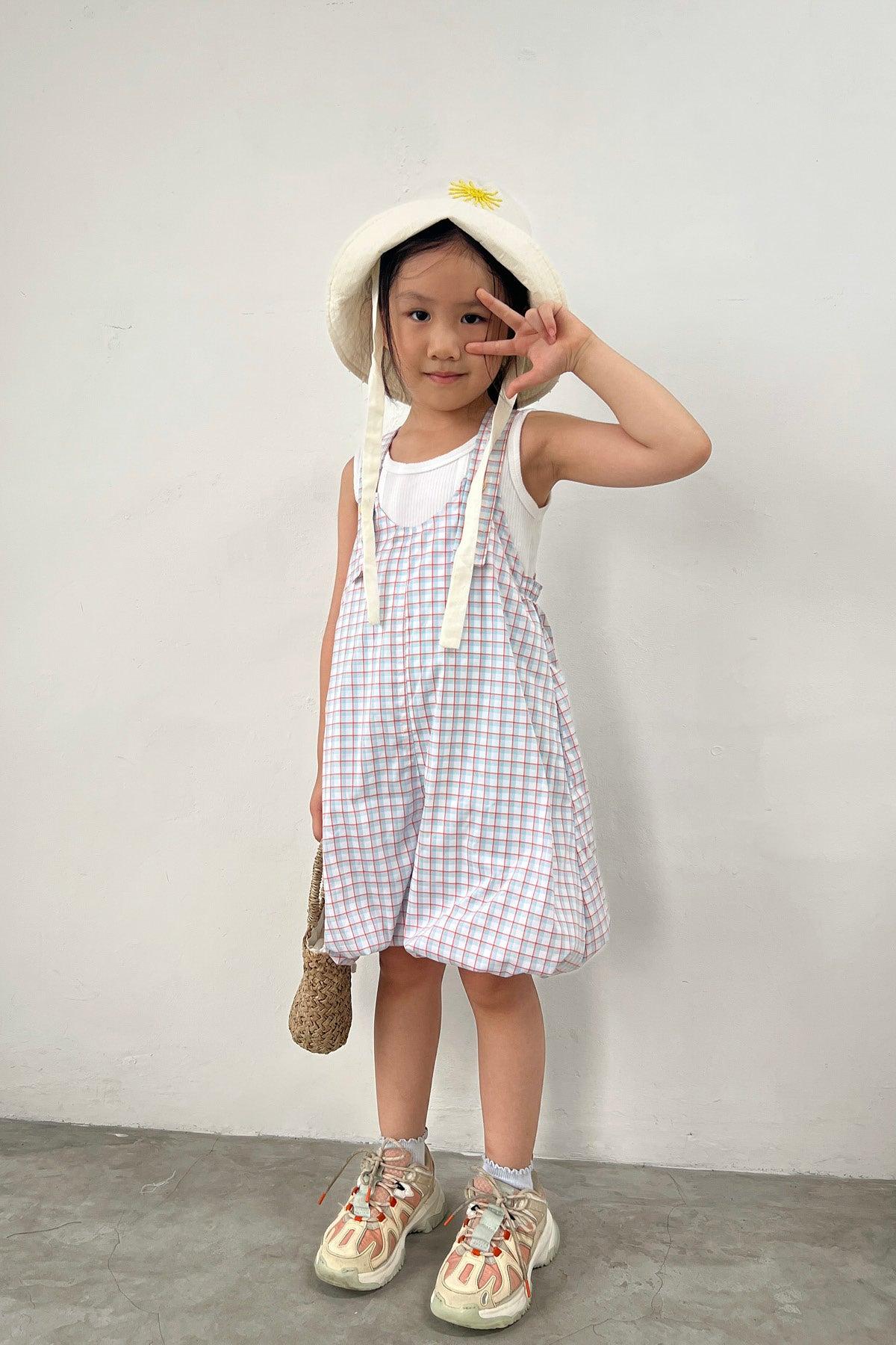 Ceto Petite Jumpsuit Blue Orange Plaid - EESOME