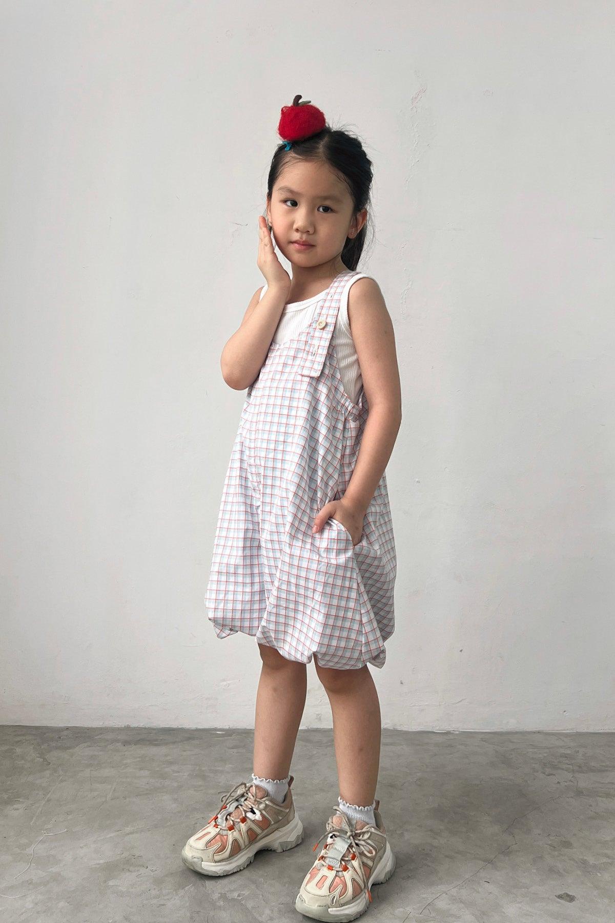 Ceto Petite Jumpsuit Blue Orange Plaid - EESOME