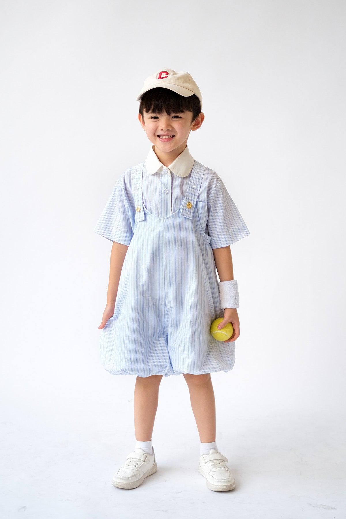 Ceto Petite Jumpsuit Blue Purple Stripes - EESOME