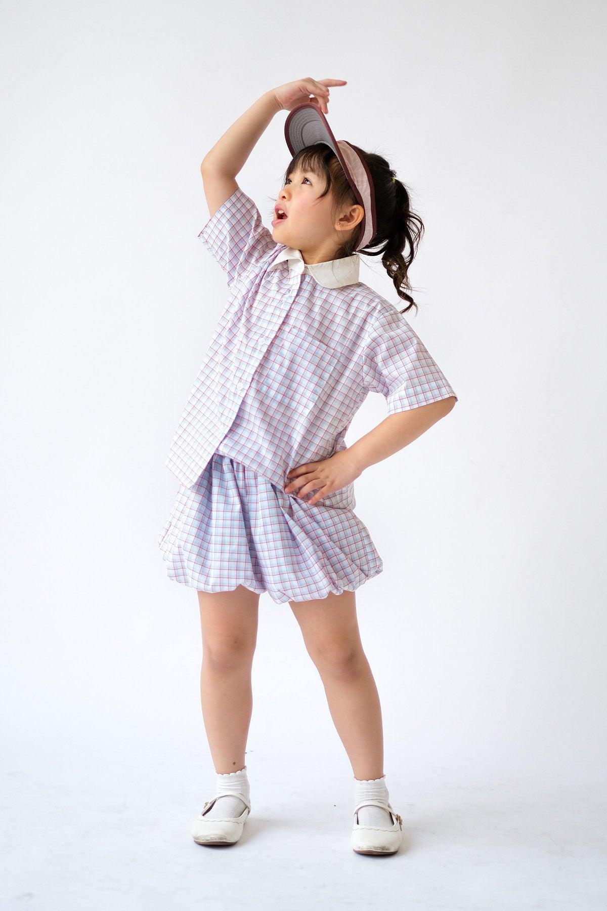 Ceto Petite Top Blue Orange Plaid - EESOME