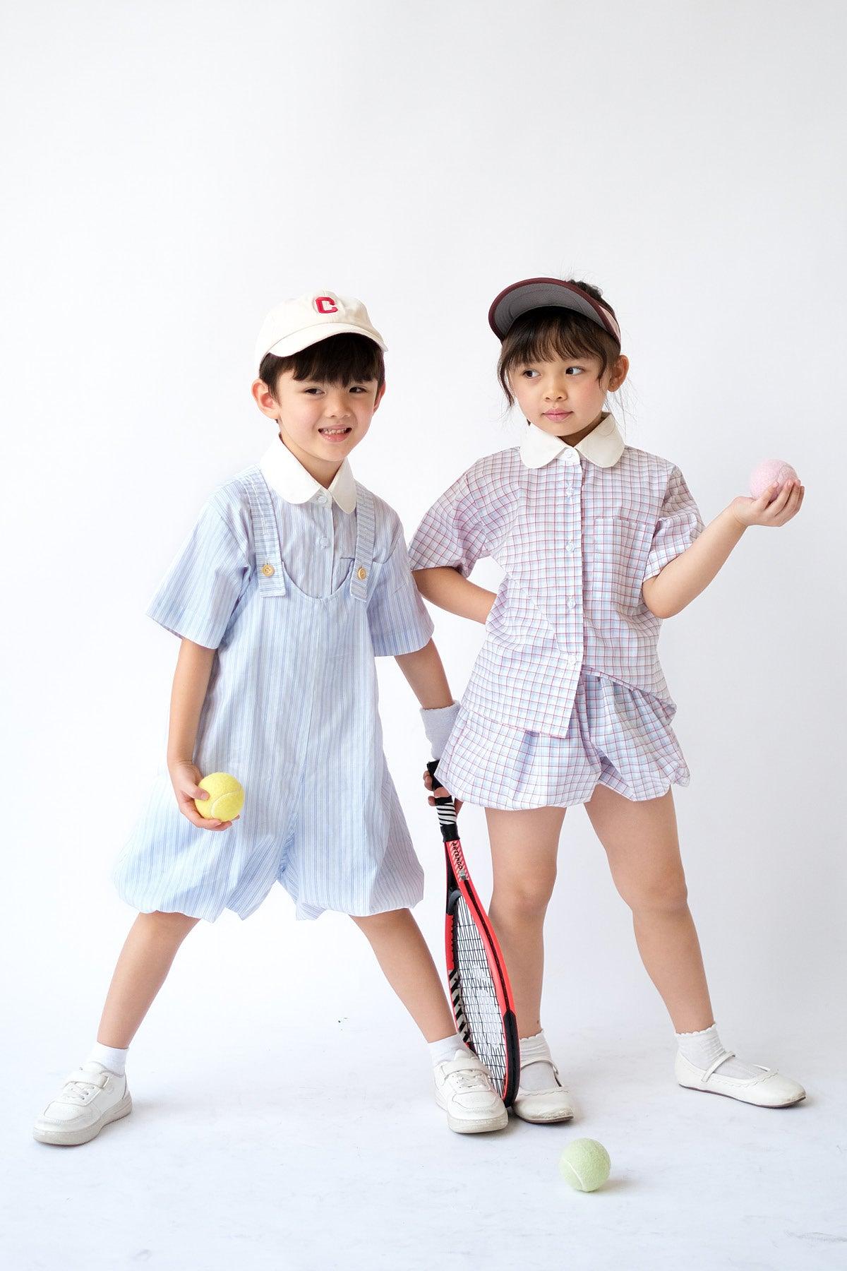 Ceto Petite Top Blue Orange Plaid - EESOME
