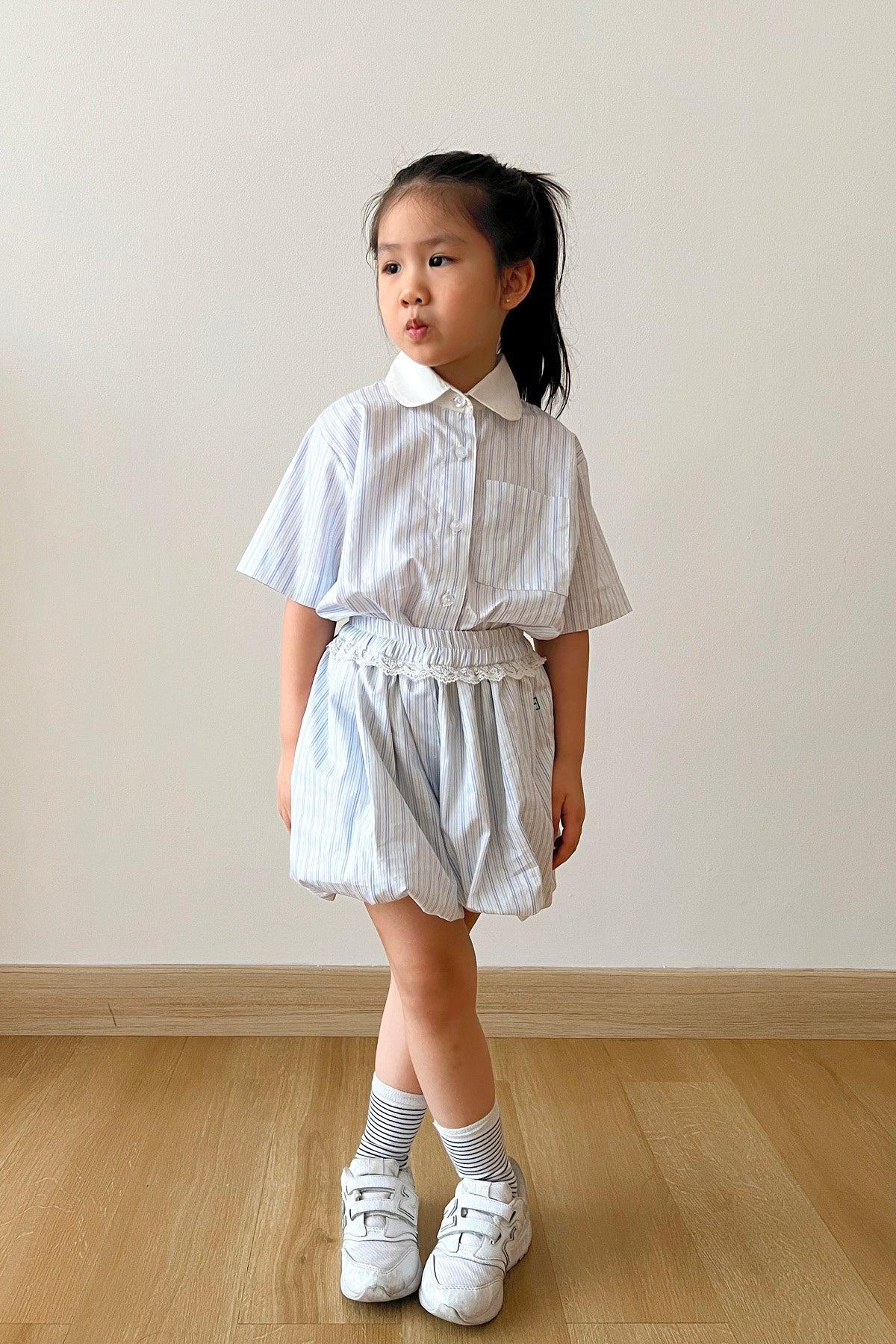 Ceto Petite Top Blue Purple Stripes - EESOME