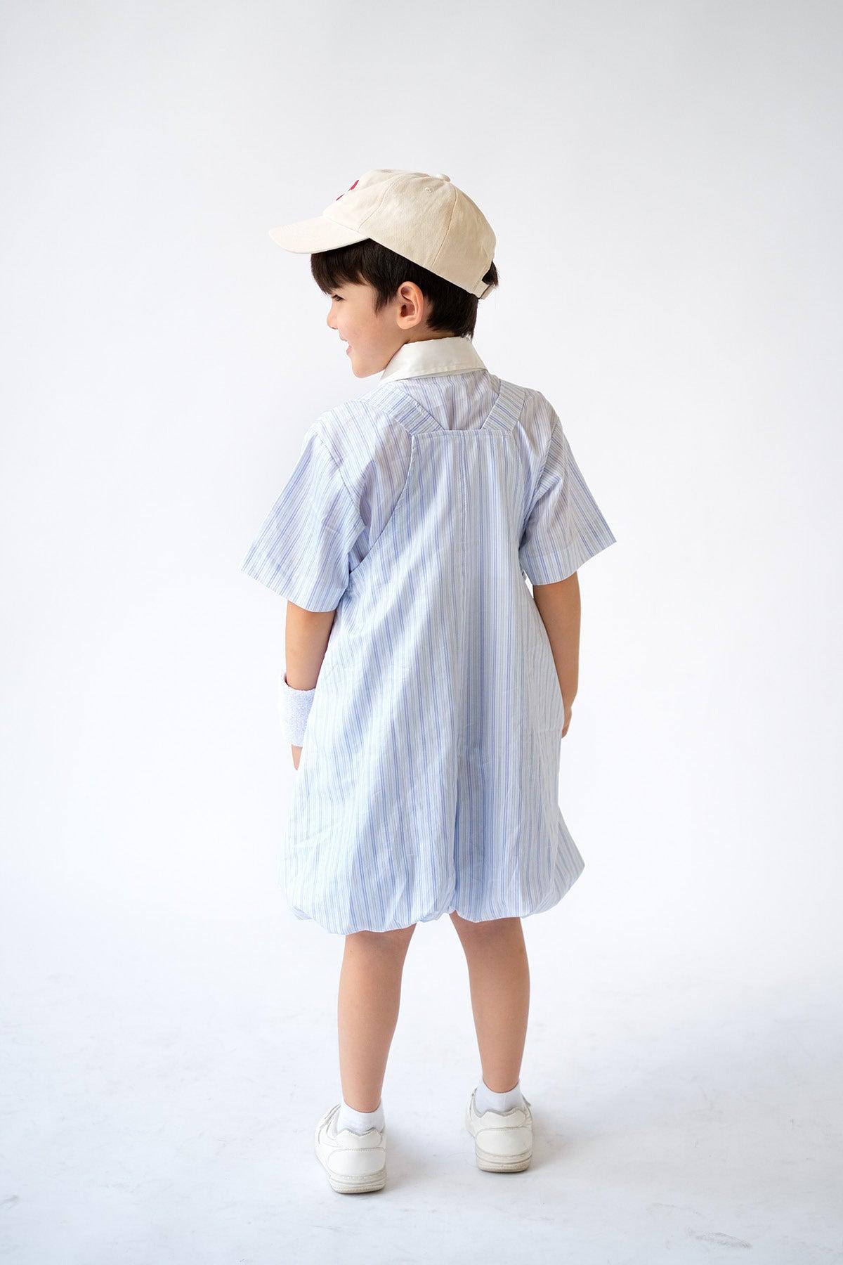 Ceto Petite Top Blue Purple Stripes - EESOME