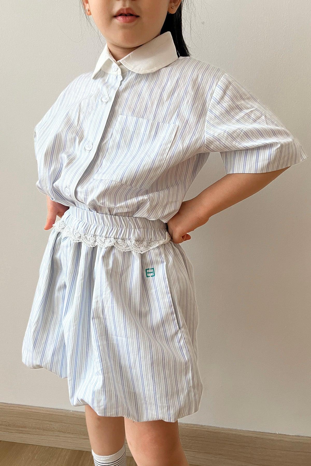 Ceto Petite Top Blue Purple Stripes - EESOME