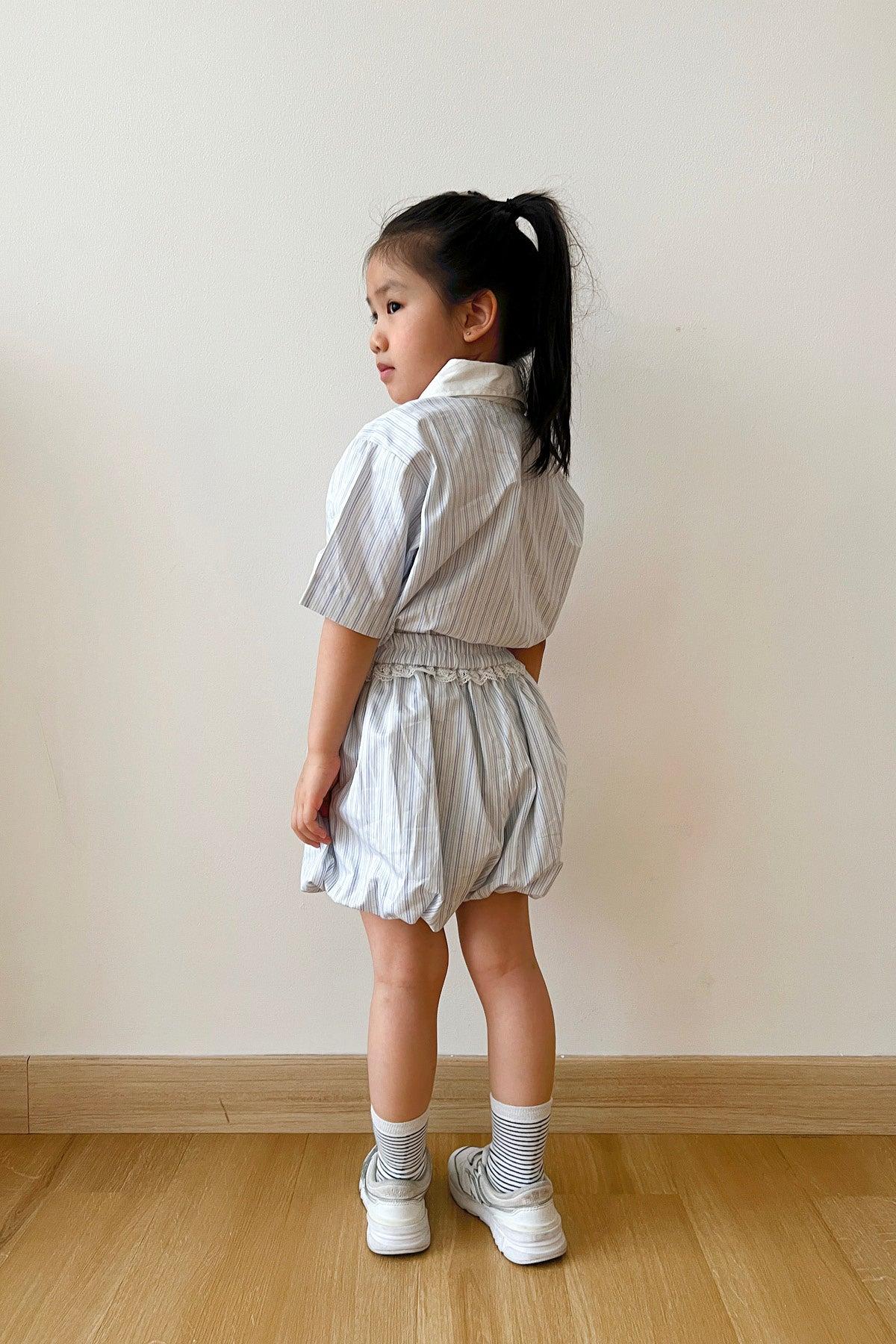 Ceto Petite Top Blue Purple Stripes - EESOME