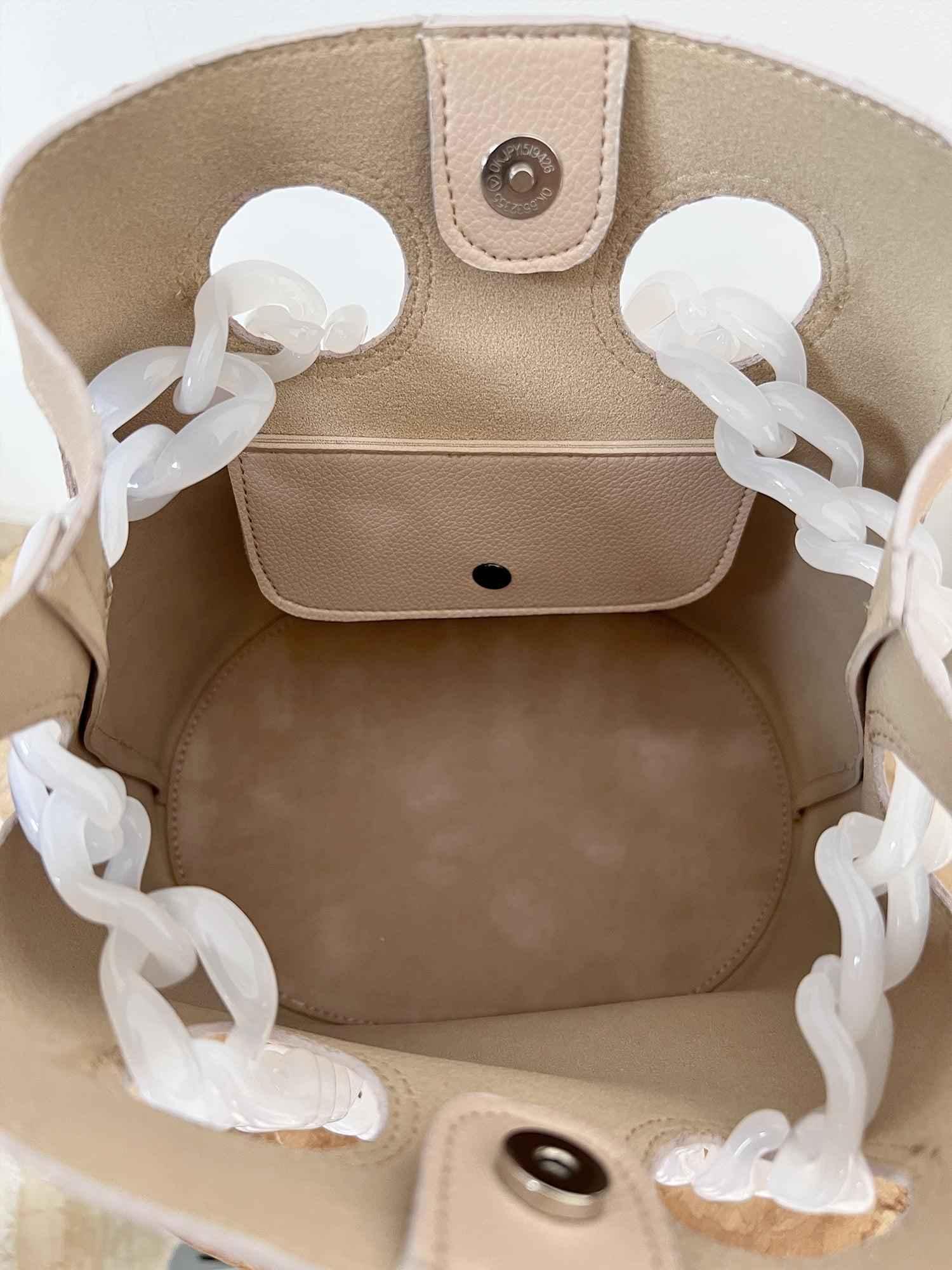 Chaine Bucket Bag Beige - EESOME