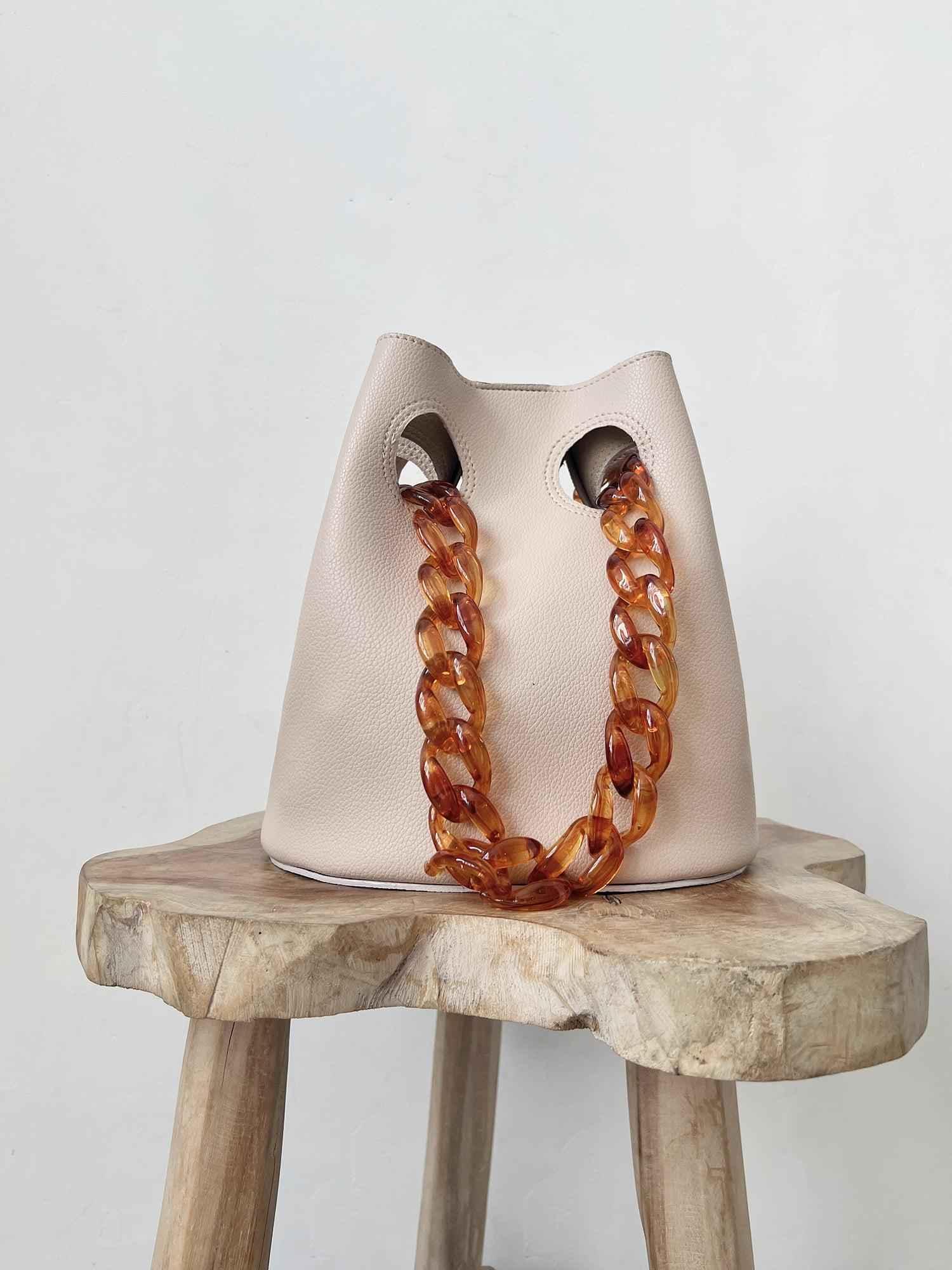 Chaine Bucket Bag Beige - EESOME