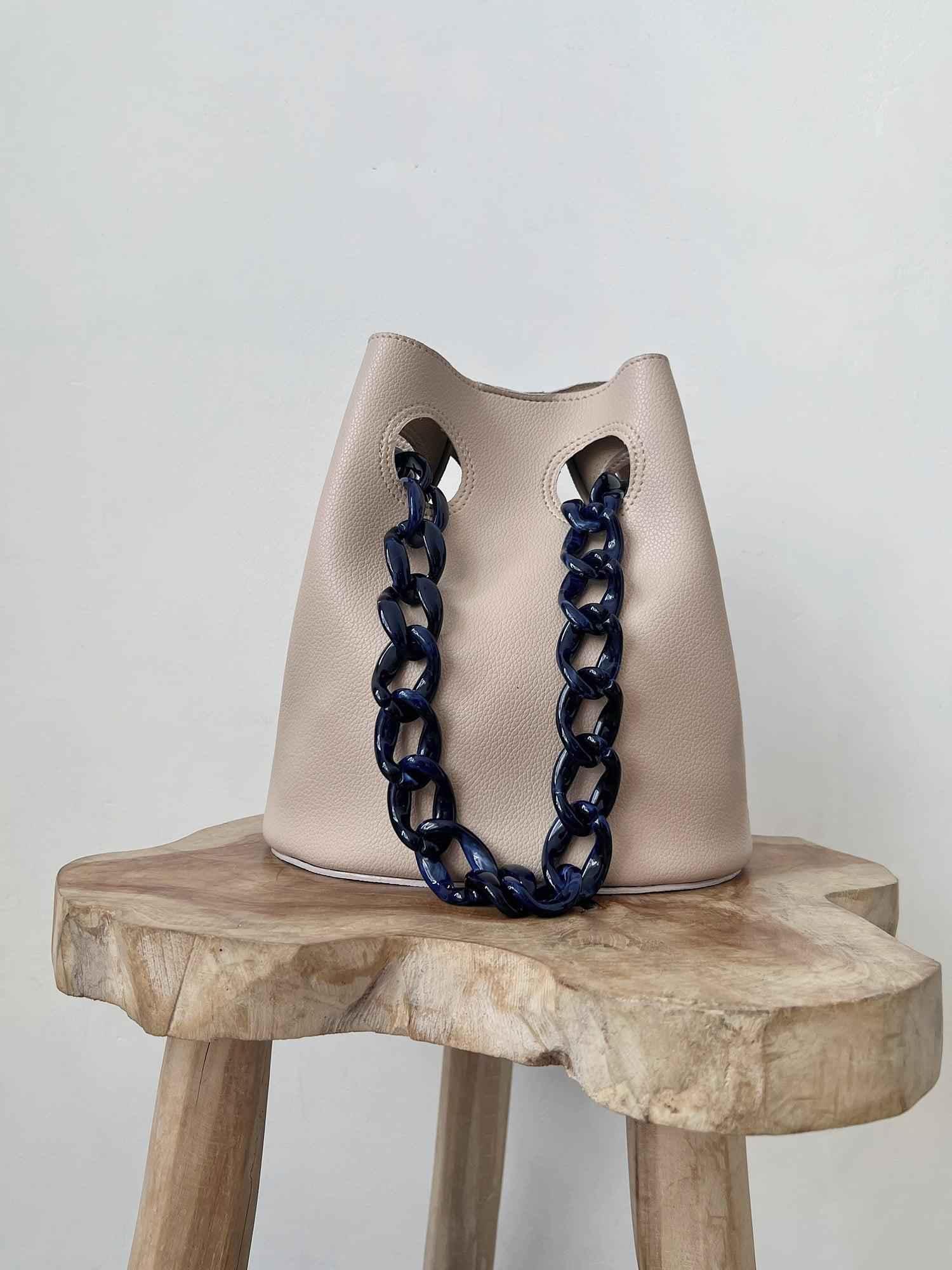 Chaine Bucket Bag Beige - EESOME